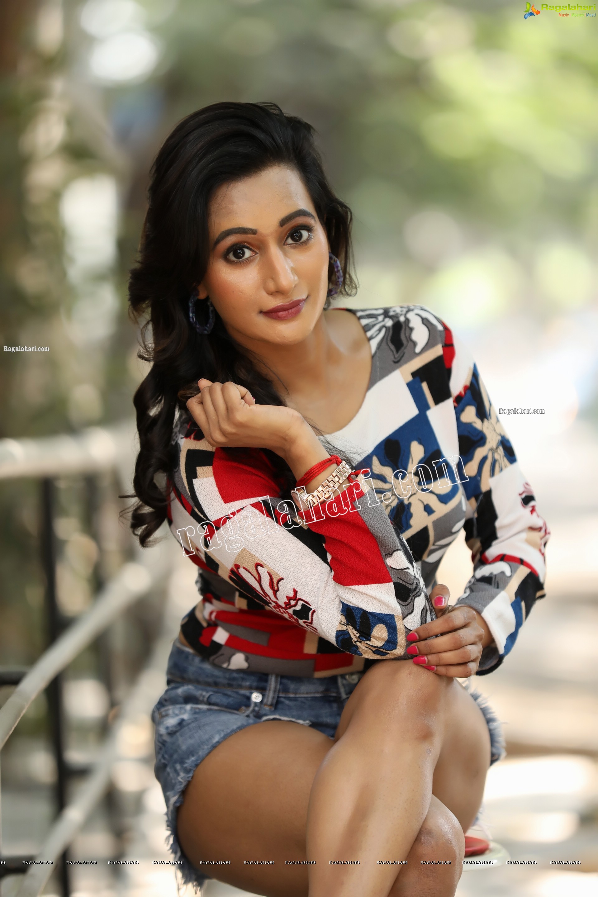 Nisheetha in Crop T-Shirt and Denim Shorts Exclusive Photo Shoot