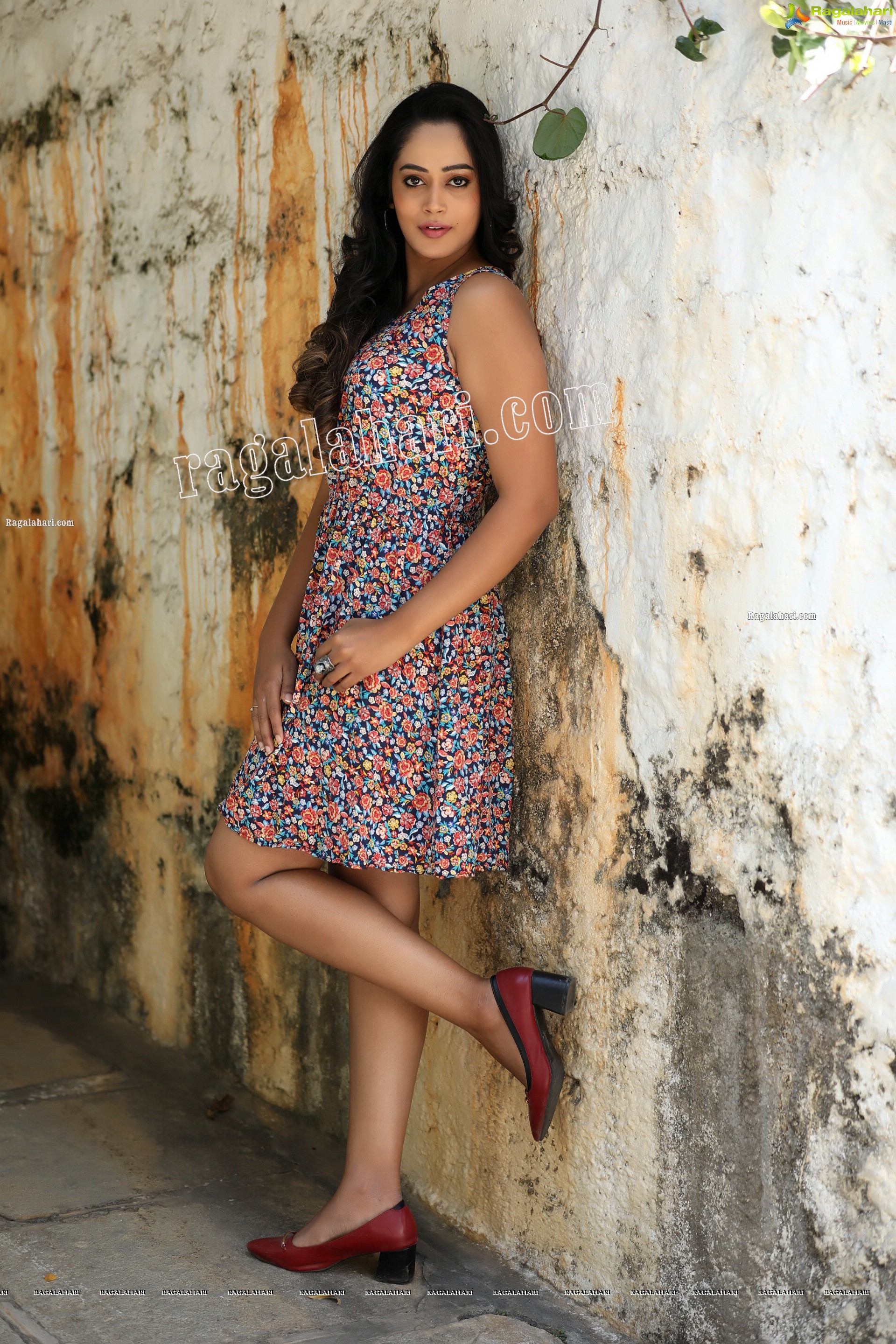 Pooja Chourasiya in Small Floral Print Sleeveless Dress Exclusive Photo Shoot