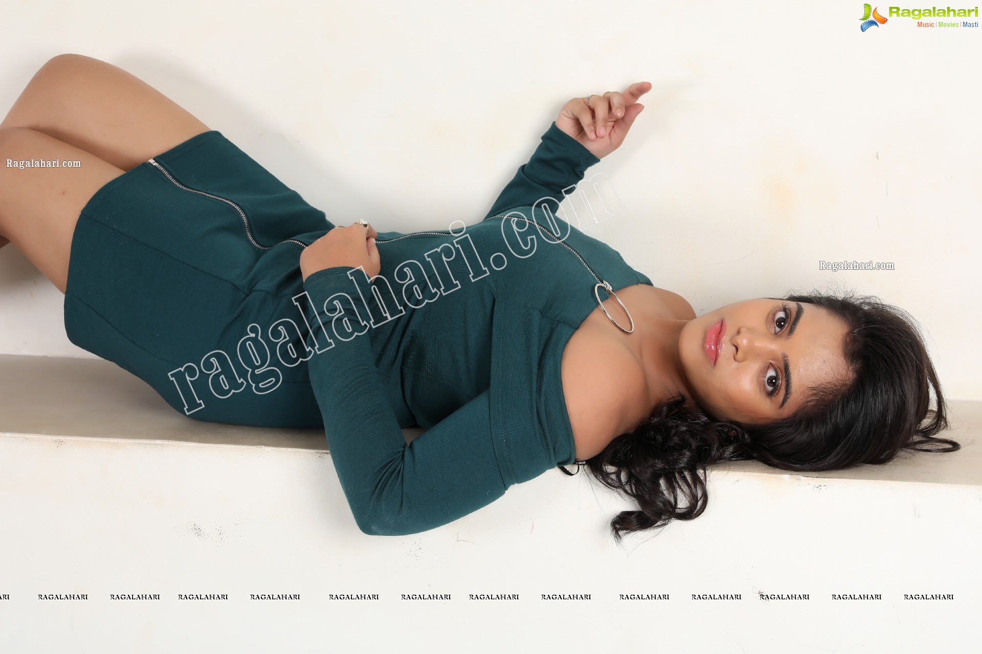 Sameera Reddy G in Teal Blue Off Shoulder Dress Exclusive Photo Shoot