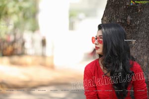 Sanjana Choudhary in Red Kurti and Black Leggings Exclusive 