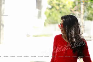 Sanjana Choudhary in Red Kurti and Black Leggings Exclusive 