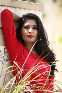 Sanjana Choudhary in Red Kurti and Black Leggings Exclusive 