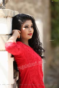 Sanjana Choudhary in Red Kurti and Black Leggings Exclusive 