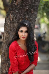 Sanjana Choudhary in Red Kurti and Black Leggings Exclusive 