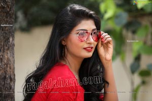 Sanjana Choudhary in Red Kurti and Black Leggings Exclusive 