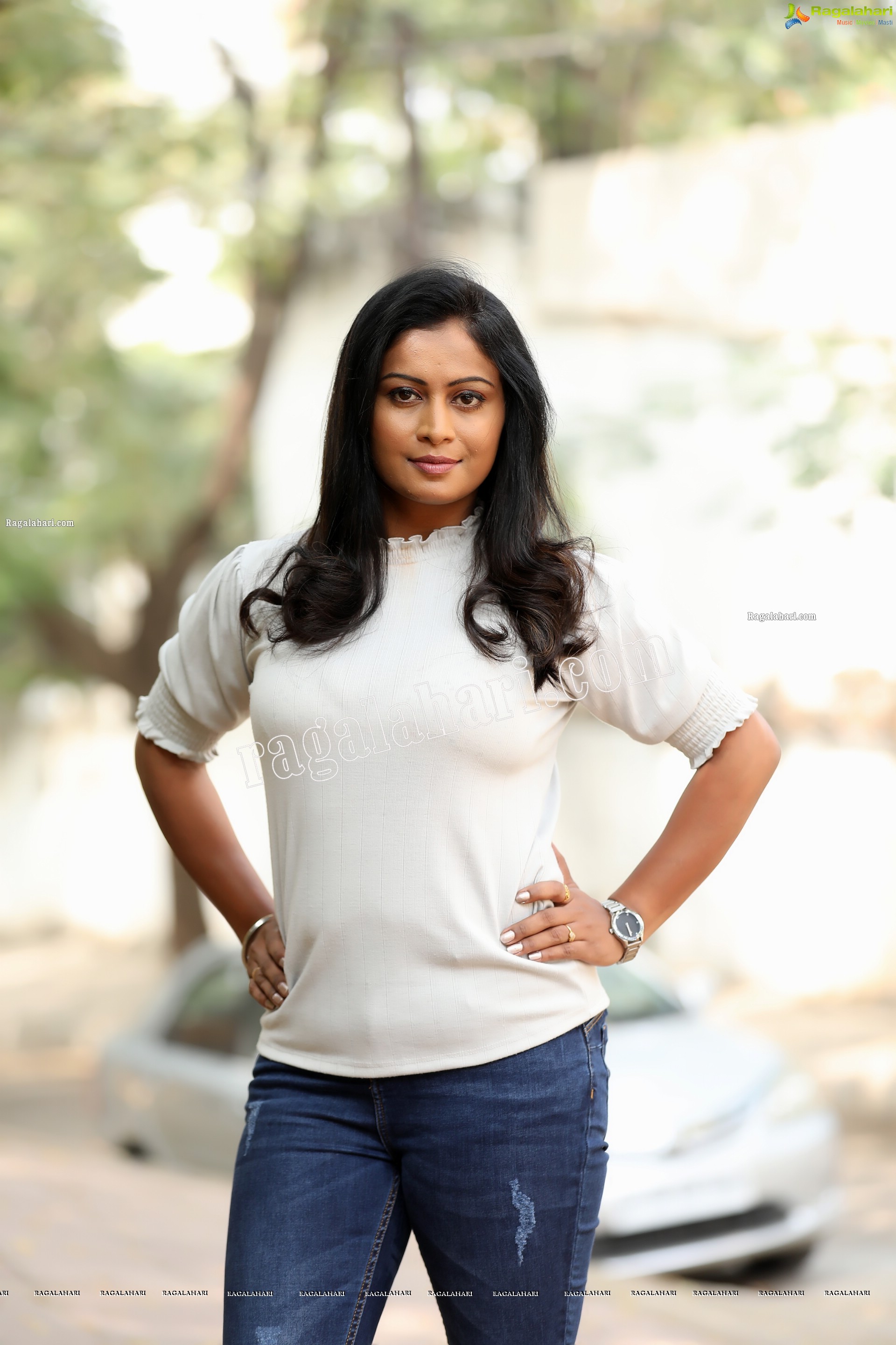 Sawali S Nandaragi in White Top and Jeans Exclusive Photo Shoot