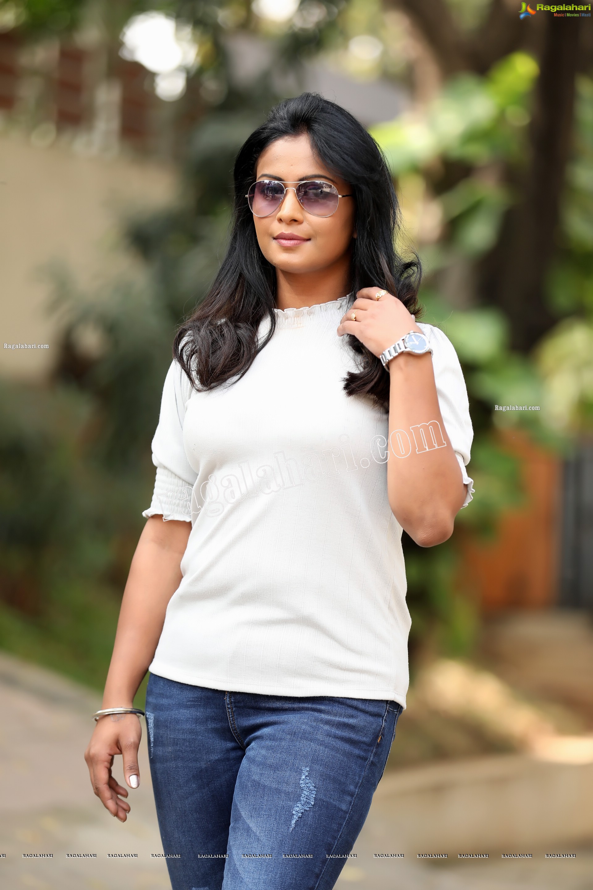 Sawali S Nandaragi in White Top and Jeans Exclusive Photo Shoot