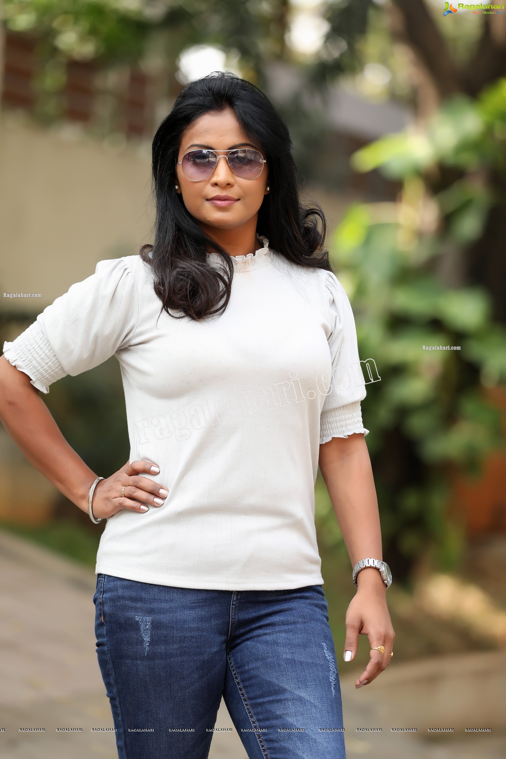 Sawali S Nandaragi in White Top and Jeans Exclusive Photo Shoot
