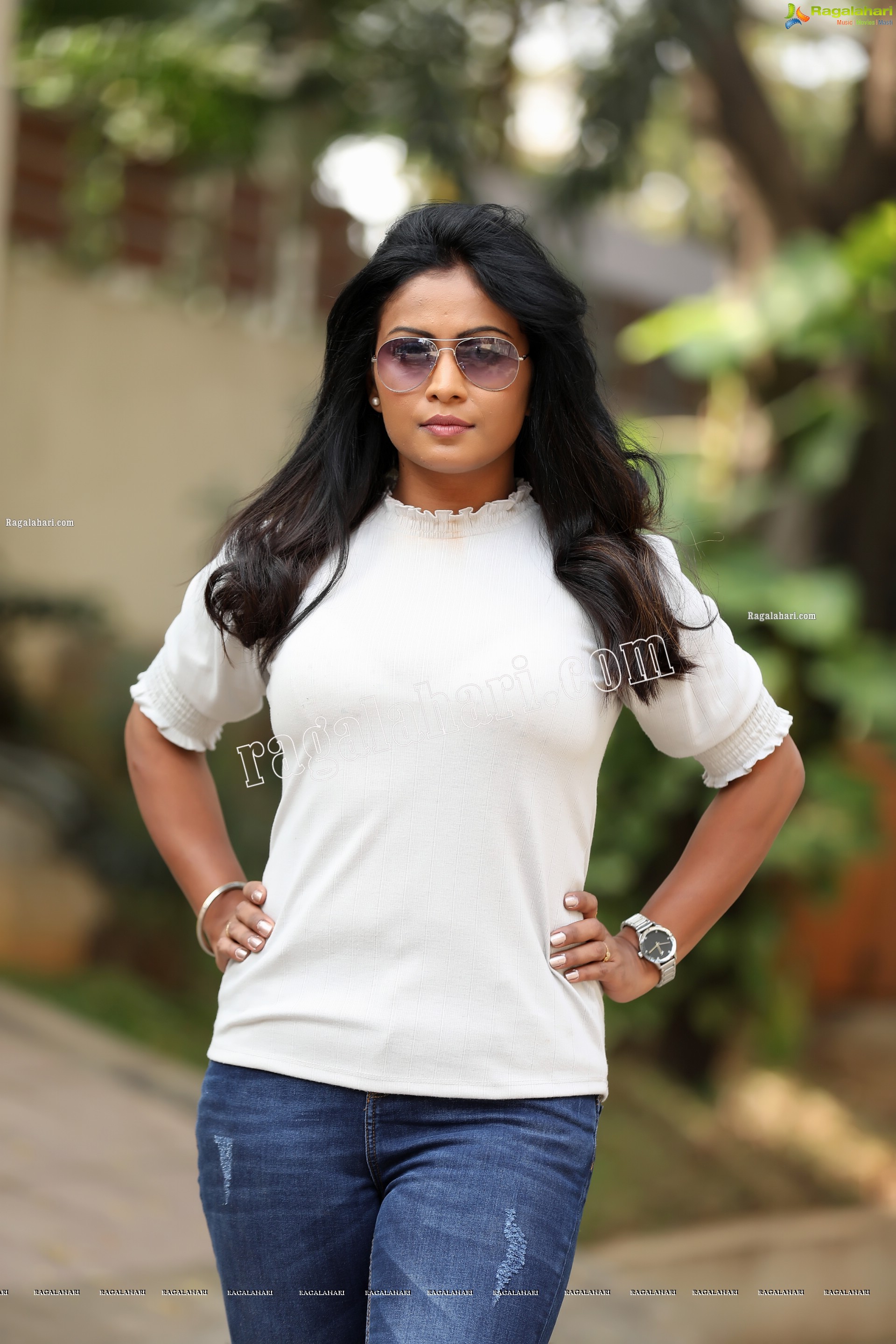 Sawali S Nandaragi in White Top and Jeans Exclusive Photo Shoot