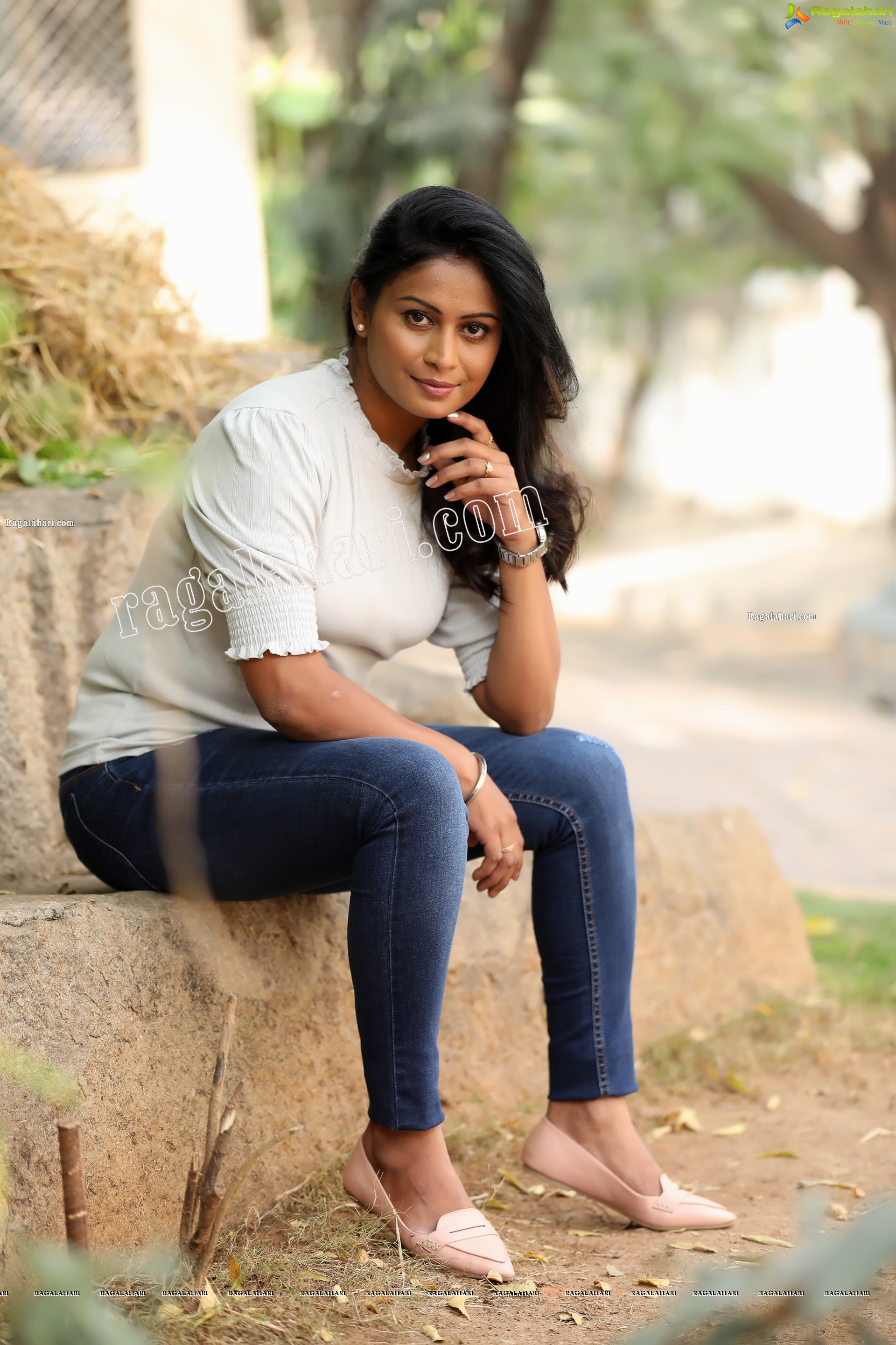 Sawali S Nandaragi in White Top and Jeans Exclusive Photo Shoot