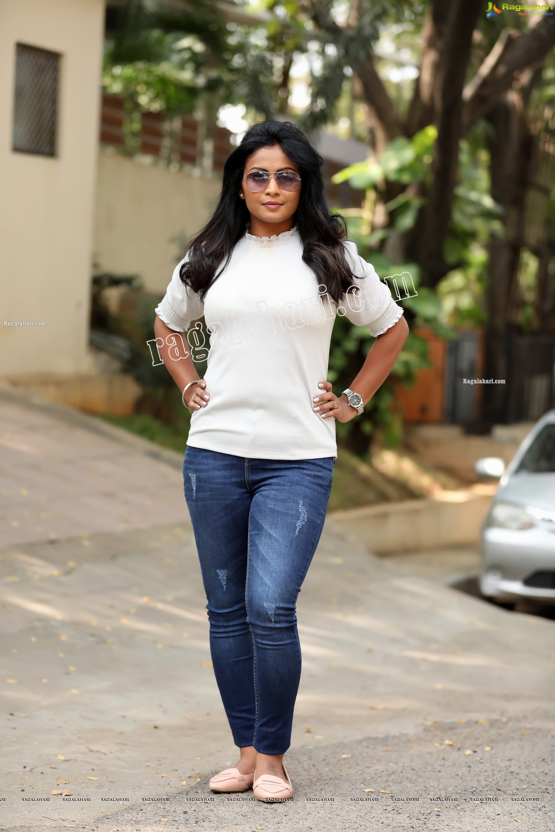 Sawali S Nandaragi in White Top and Jeans Exclusive Photo Shoot