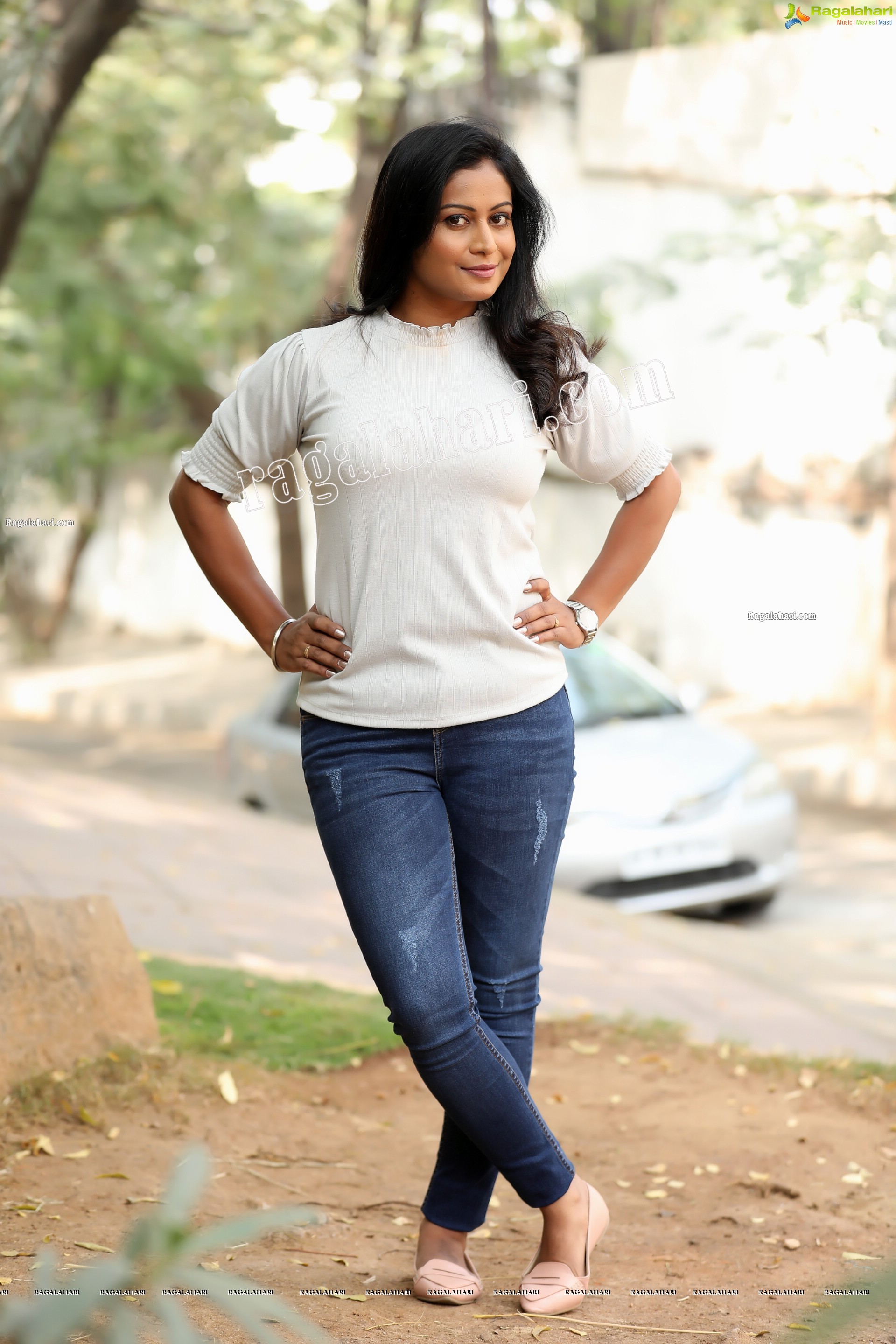 Sawali S Nandaragi in White Top and Jeans Exclusive Photo Shoot