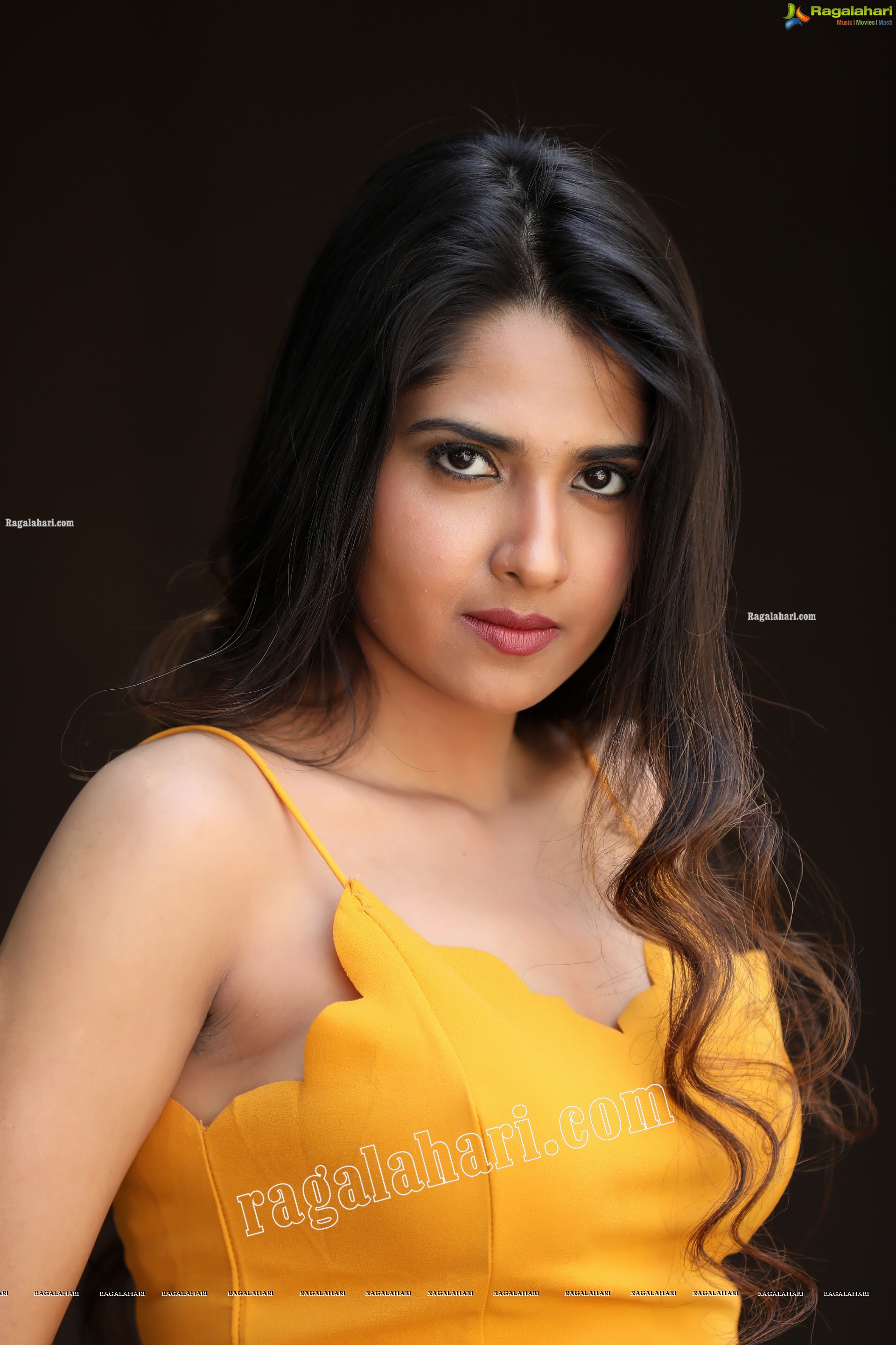 Simar Singh in Yellow Spaghetti Strap Crop Top and Jeans Exclusive Photo Shoot