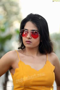 Simar Singh in Yellow Spaghetti Strap Crop Top