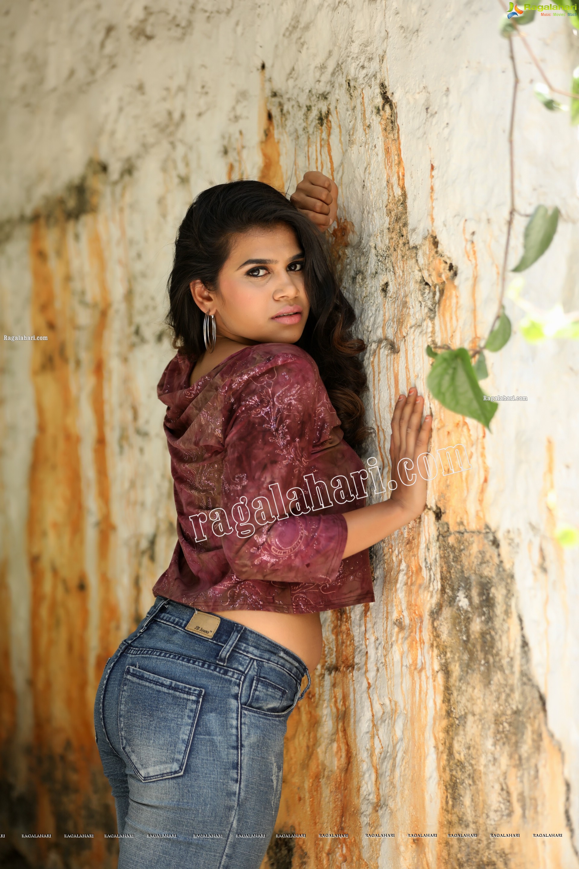 Sumaya Benazir in Wine Colour Crop Top and Jeans Exclusive Photo Shoot