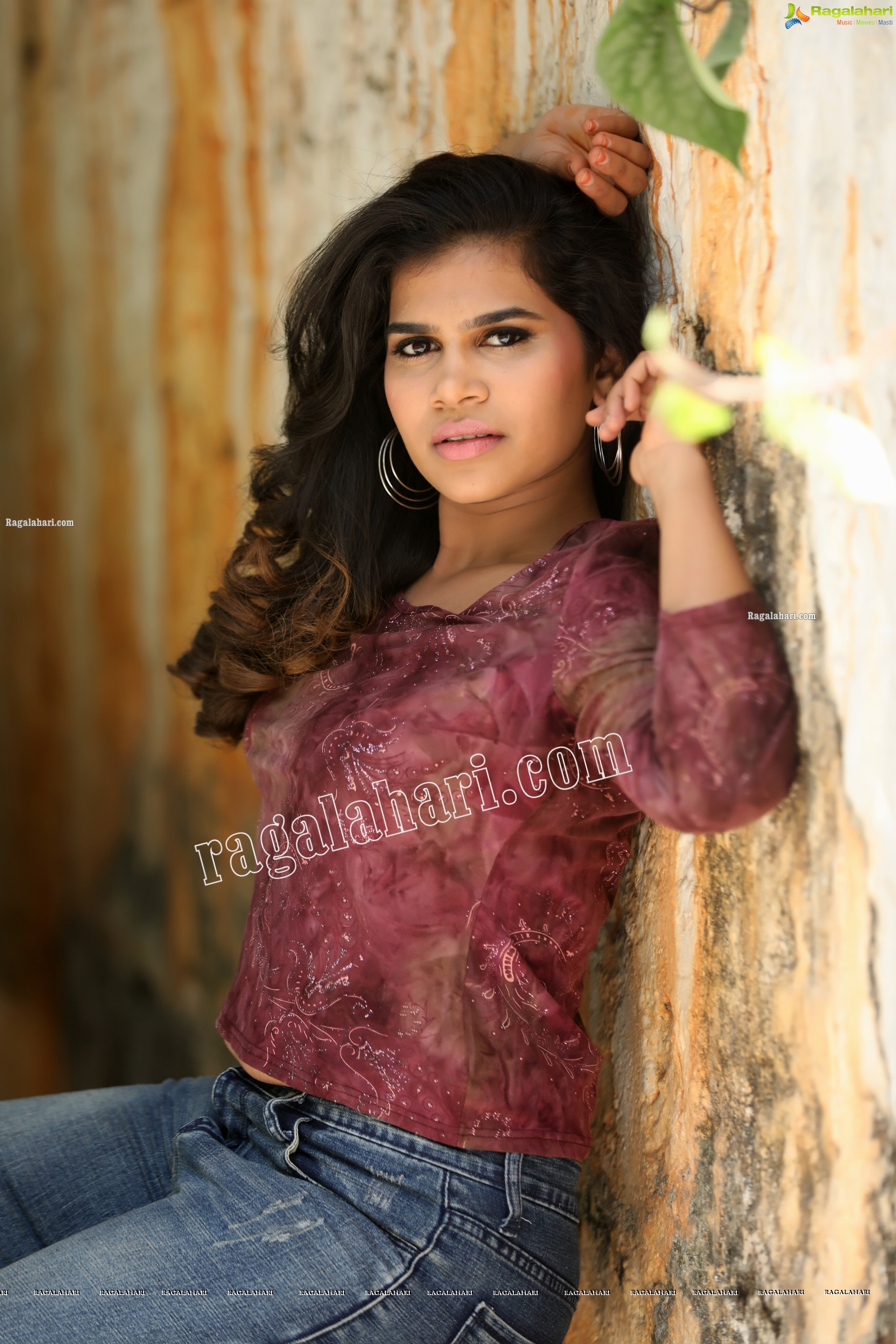 Sumaya Benazir in Wine Colour Crop Top and Jeans Exclusive Photo Shoot