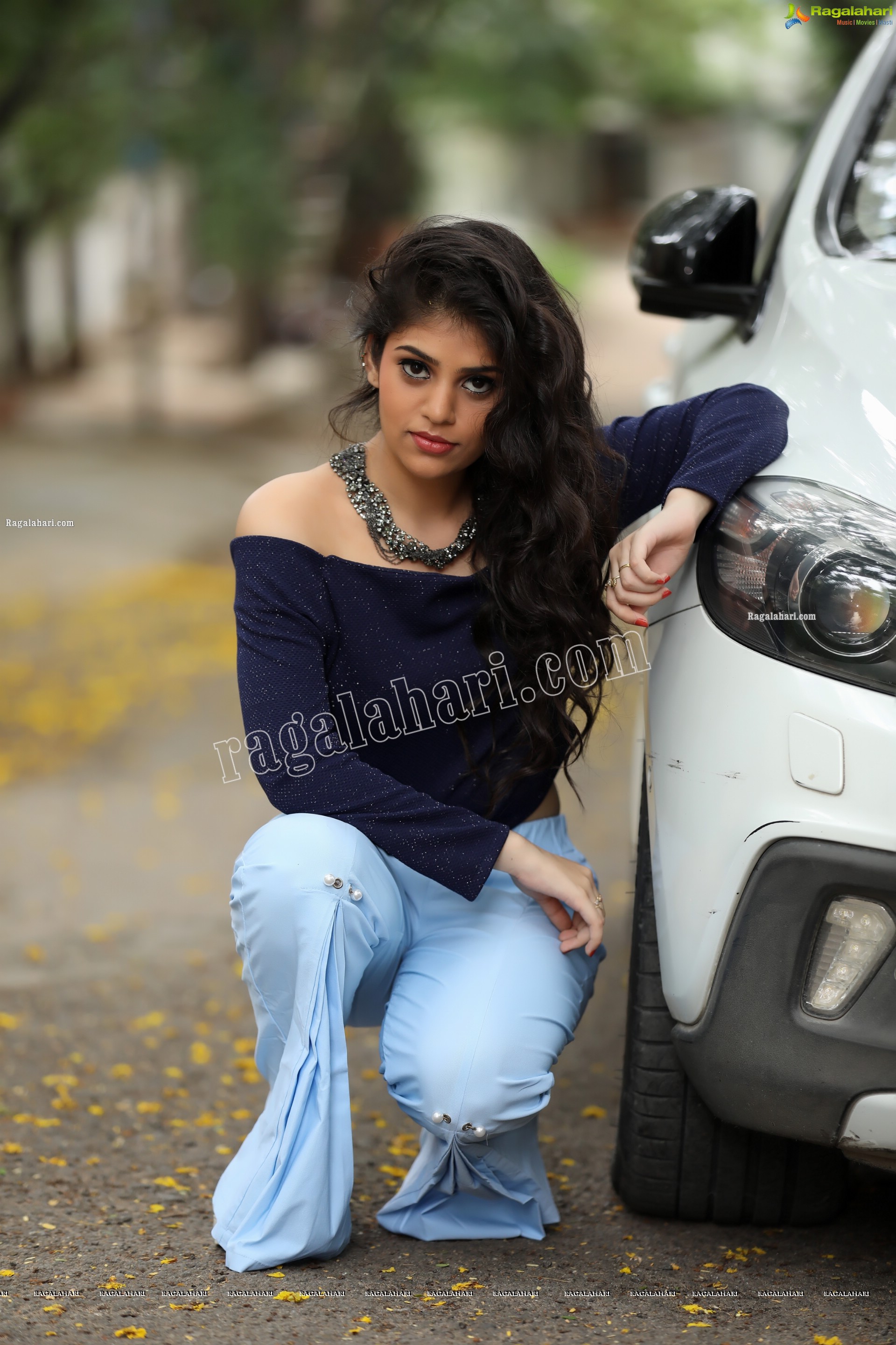 Viswa Sri Bandhavi in Off Shoulder Top and Flare Bell Bottom Pants Exclusive Photo Shoot