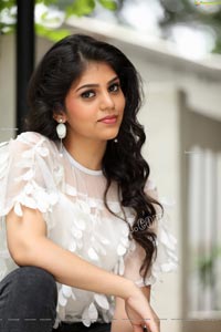 Viswa Sri Bandhavi in White Net Top and Black Jeans