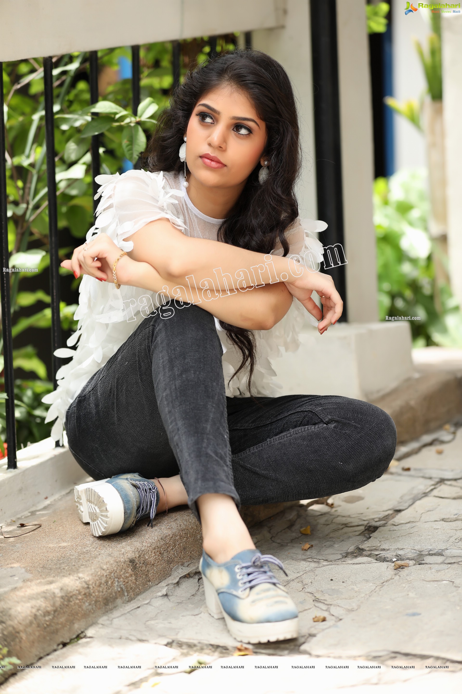Viswa Sri Bandhavi in White Net Top and Black Jeans Exclusive Photo Shoot