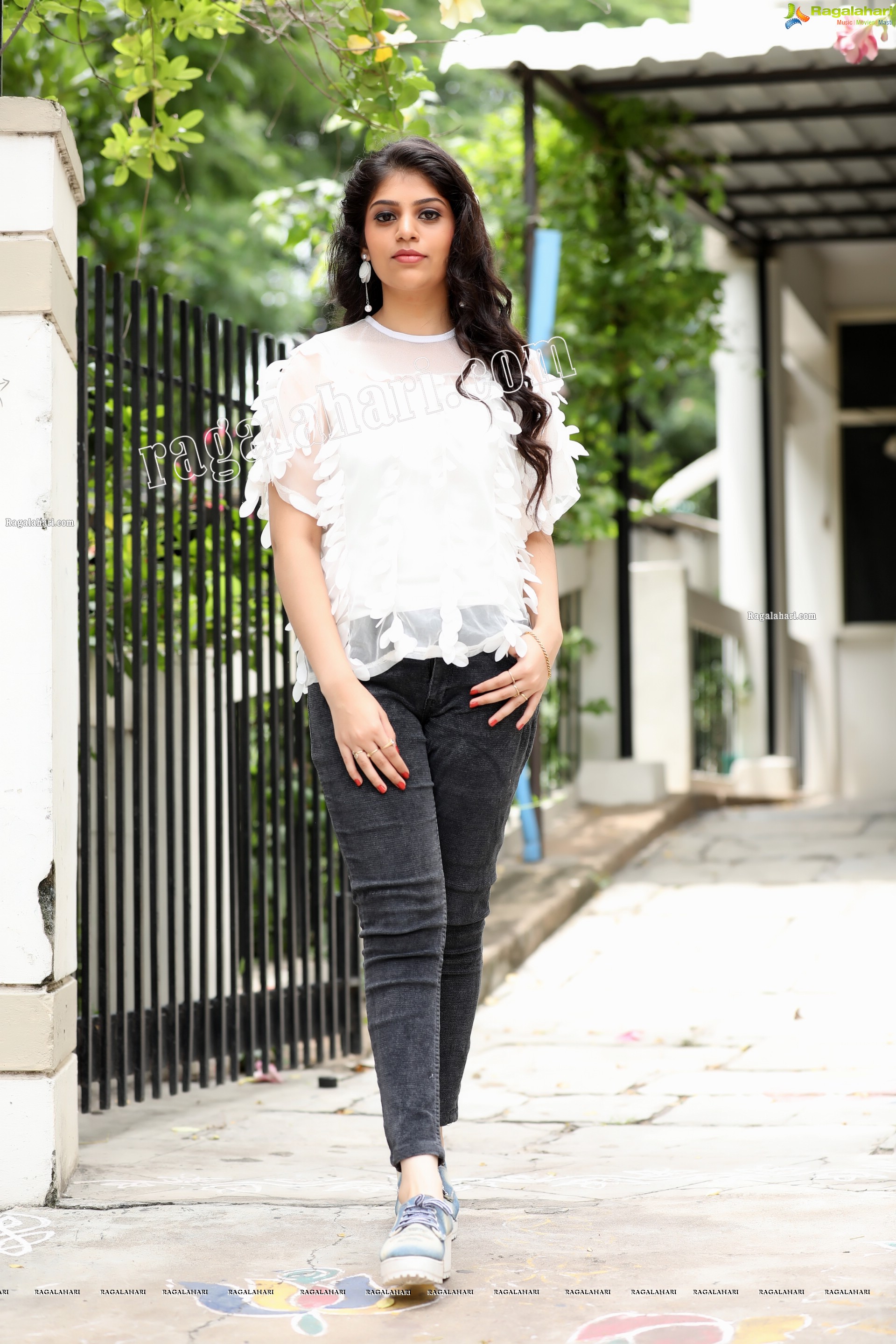 Viswa Sri Bandhavi in White Net Top and Black Jeans Exclusive Photo Shoot