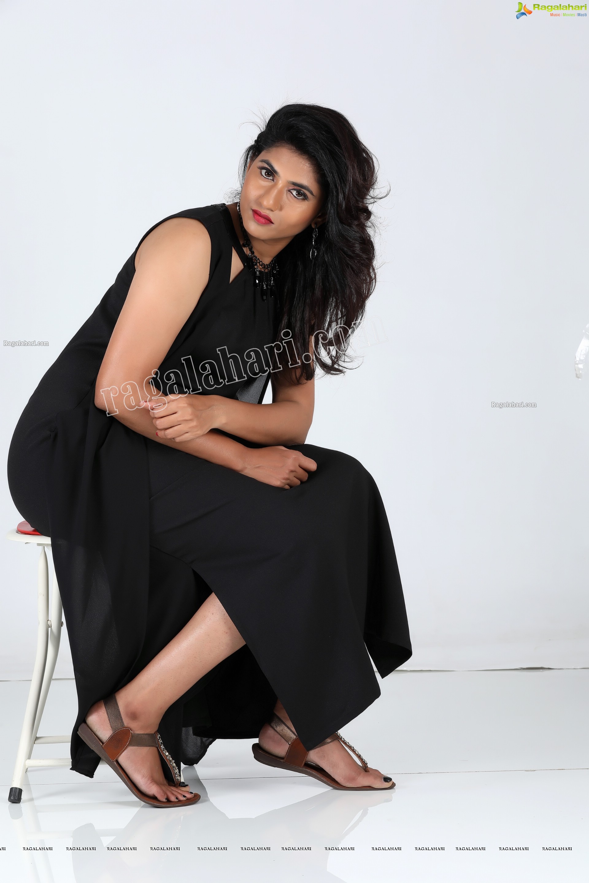 Raja Kumari YN in Black Maxi Dress Exclusive Photo Shoot