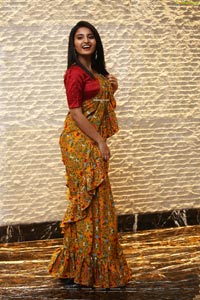 Ananya Nagalla in Yellow floral Print Saree