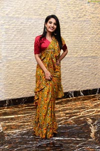 Ananya Nagalla in Yellow floral Print Saree