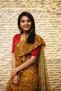 Ananya Nagalla in Yellow floral Print Saree