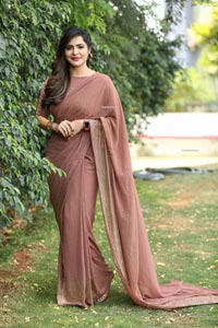 Ashu Reddy in Alluring Light Broun Saree