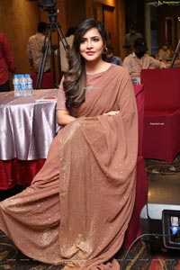 Ashu Reddy in Alluring Light Broun Saree