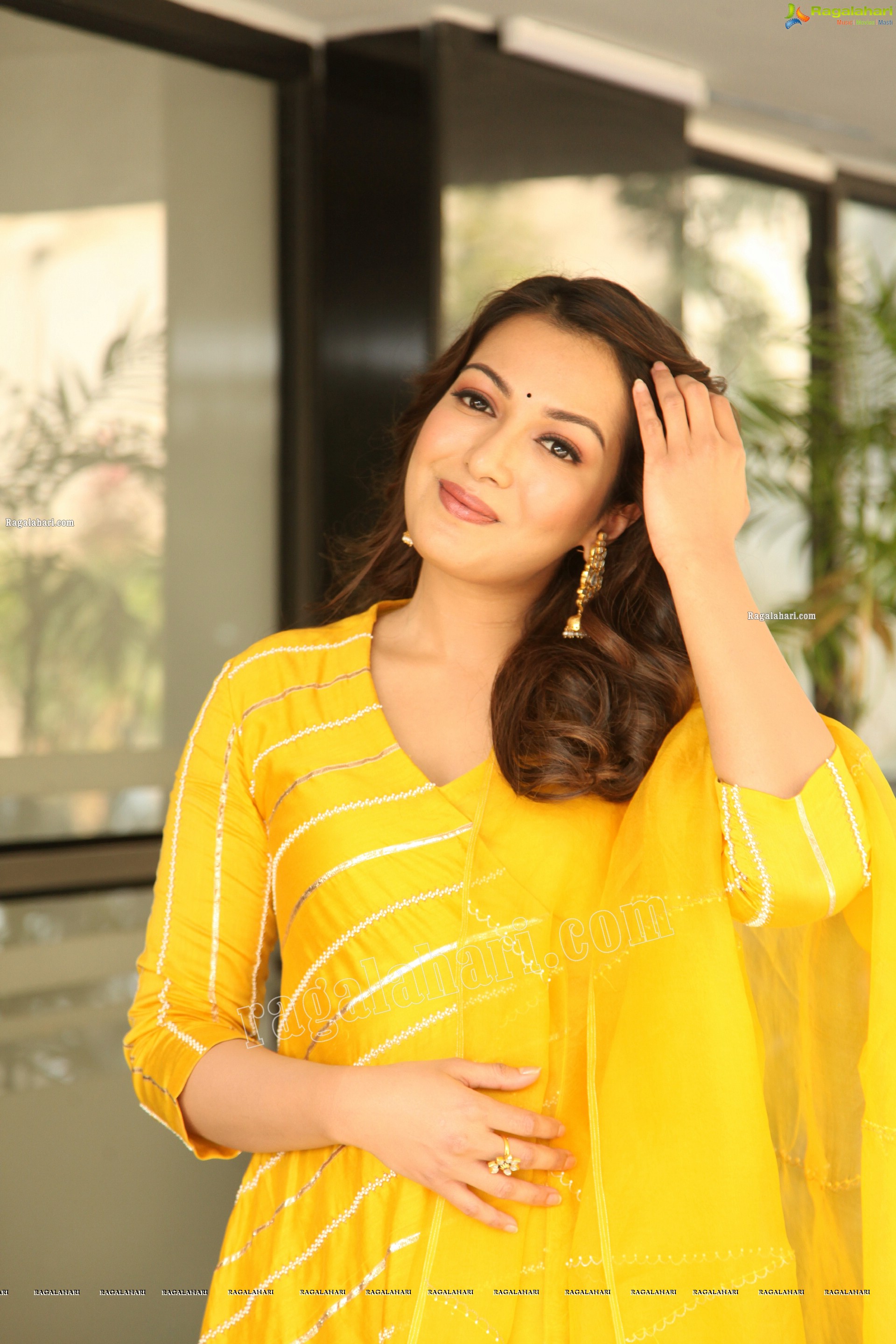 Catherine Tresa Gorgeous Stills in Yellow Churidar, HD Photo Gallery