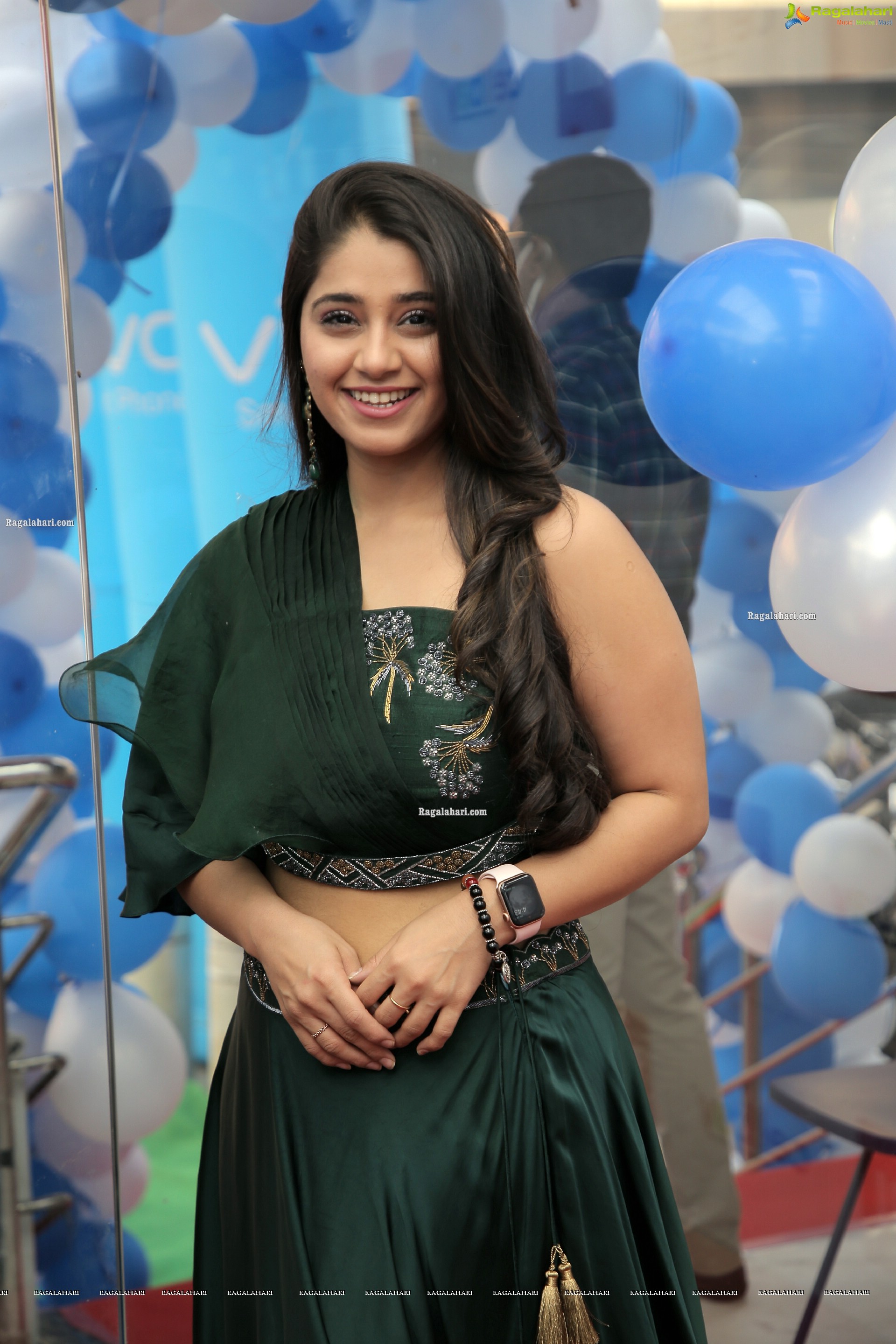 Chandni Bhagwanani in Bottle Green Dress, HD Photo Gallery