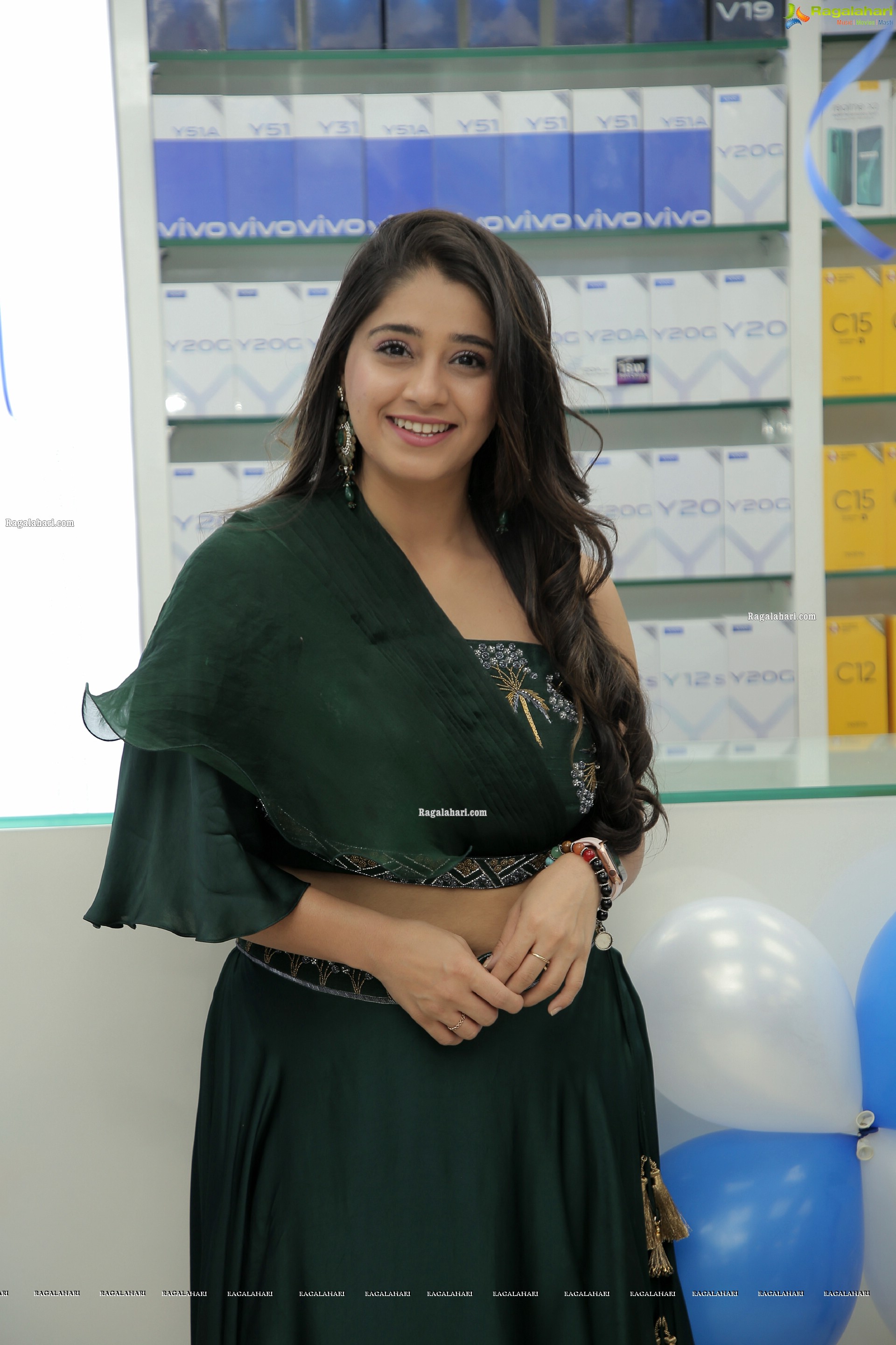 Chandni Bhagwanani in Bottle Green Dress, HD Photo Gallery