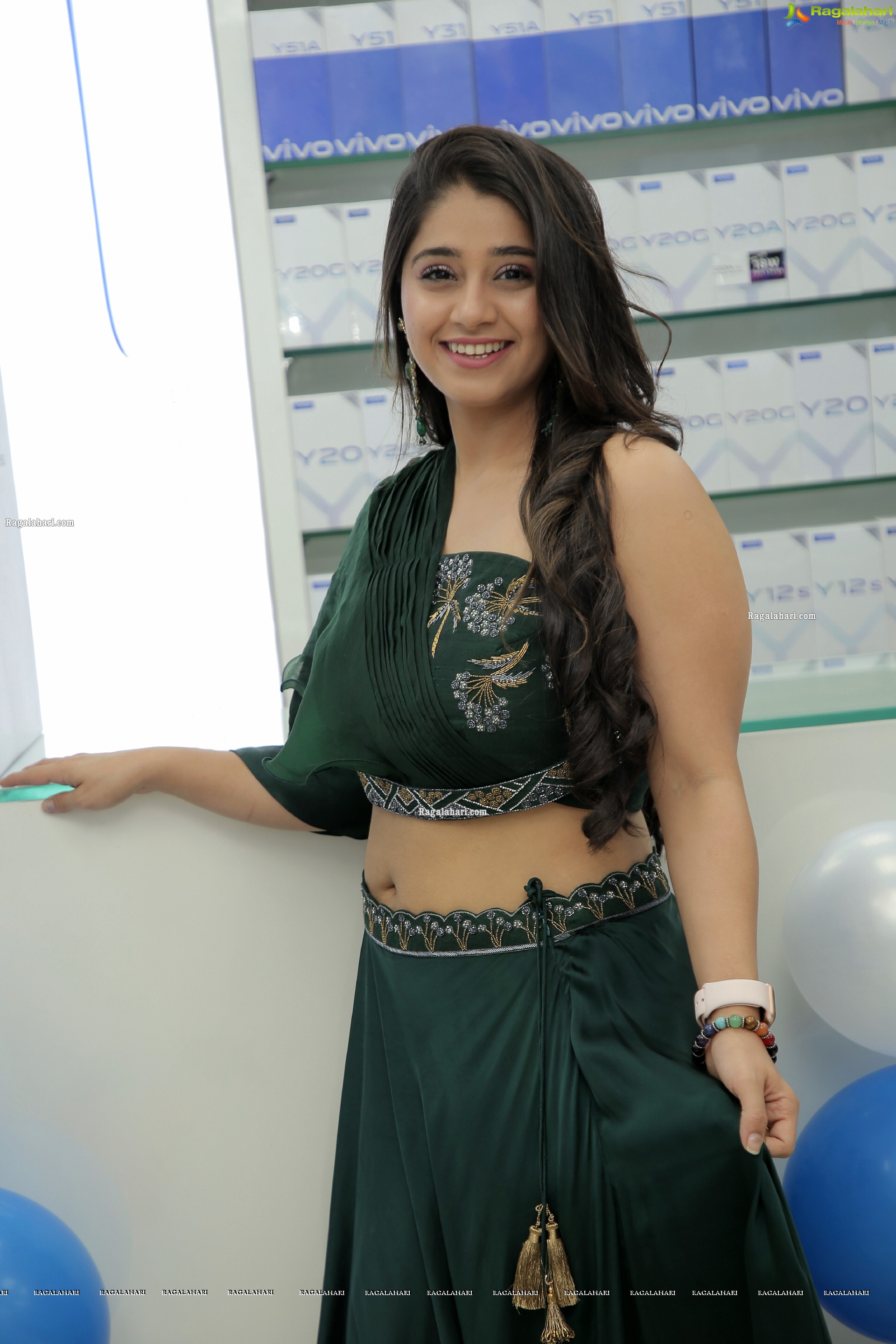 Chandni Bhagwanani in Bottle Green Dress, HD Photo Gallery