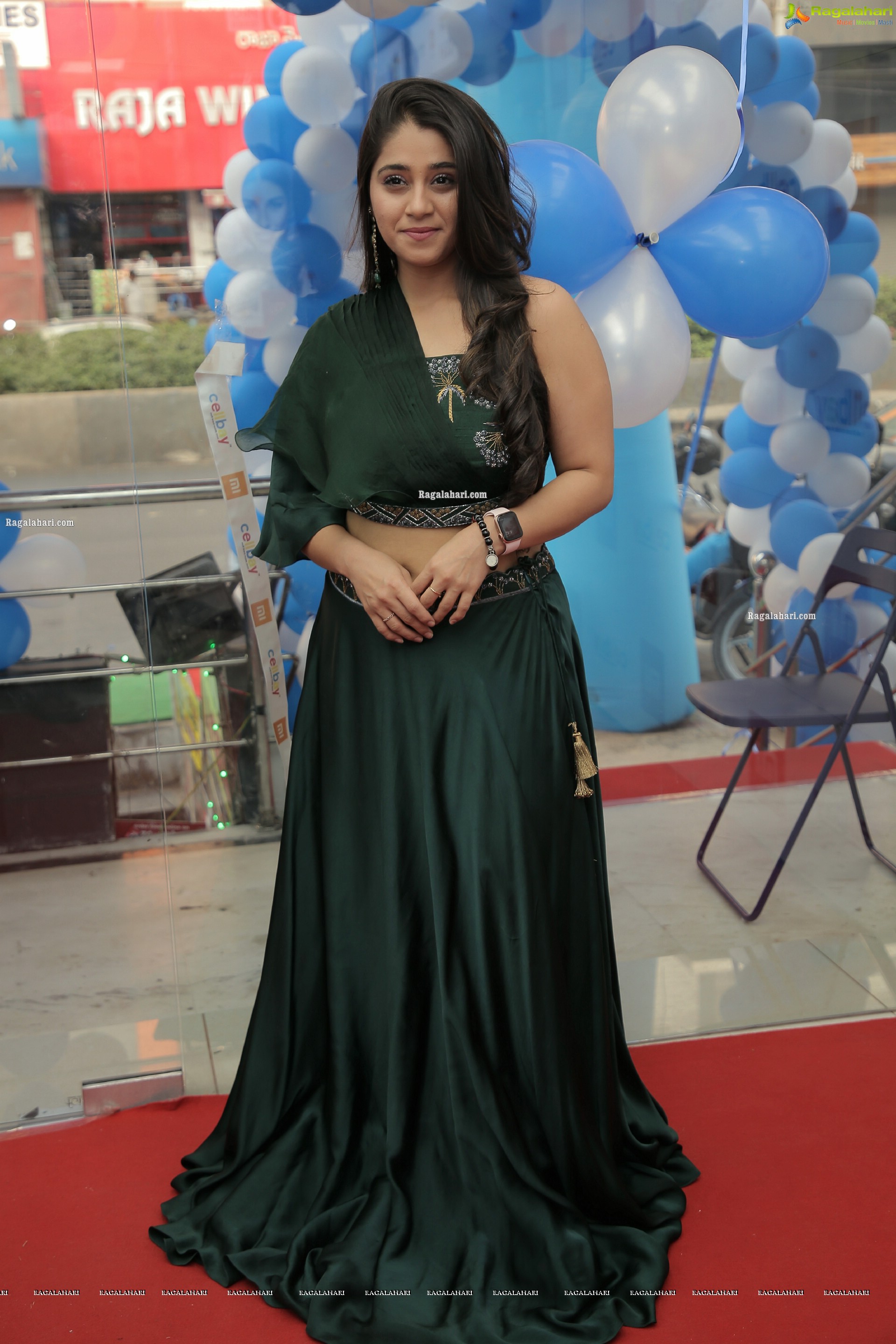 Chandni Bhagwanani in Bottle Green Dress, HD Photo Gallery