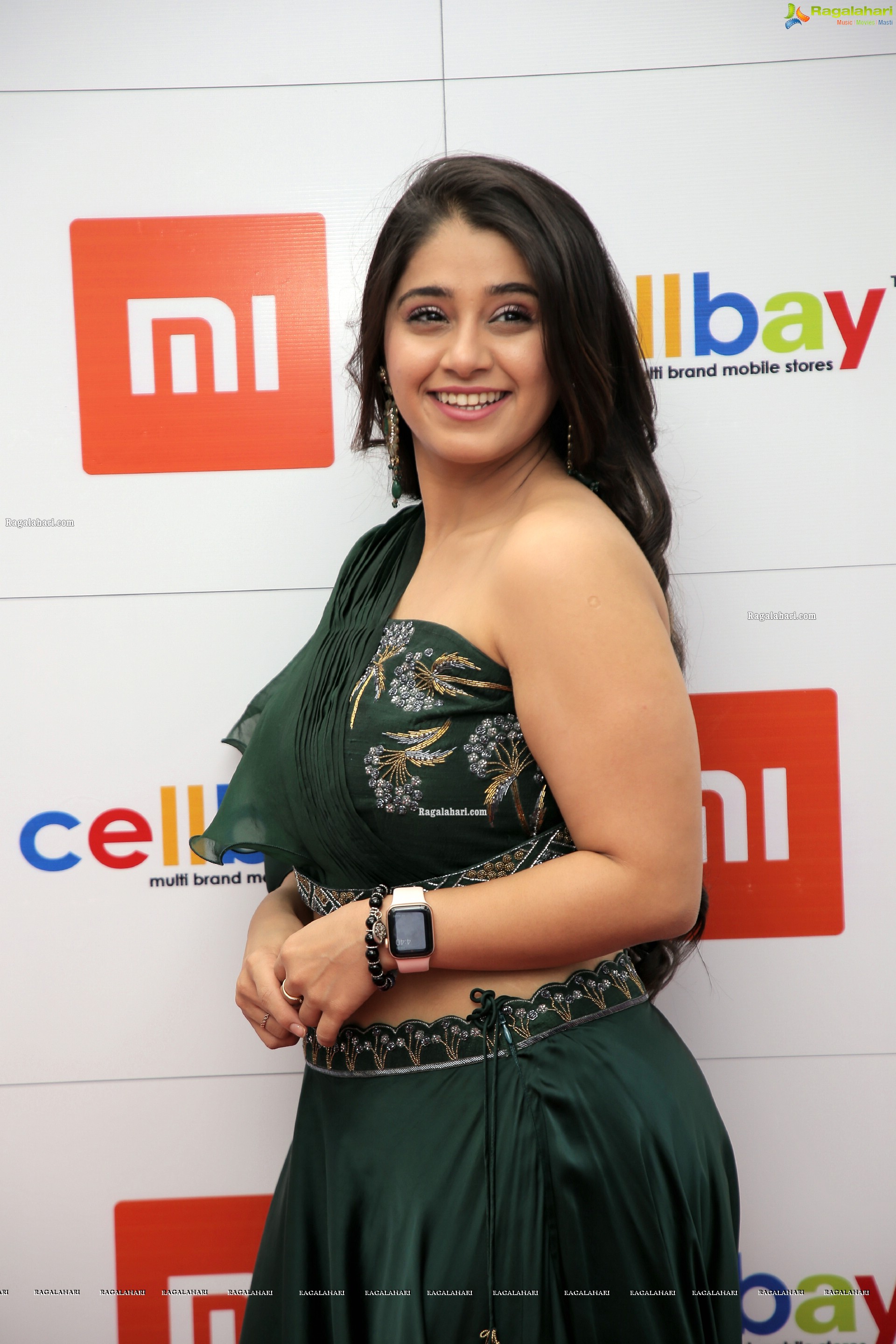 Chandni Bhagwanani in Bottle Green Dress, HD Photo Gallery