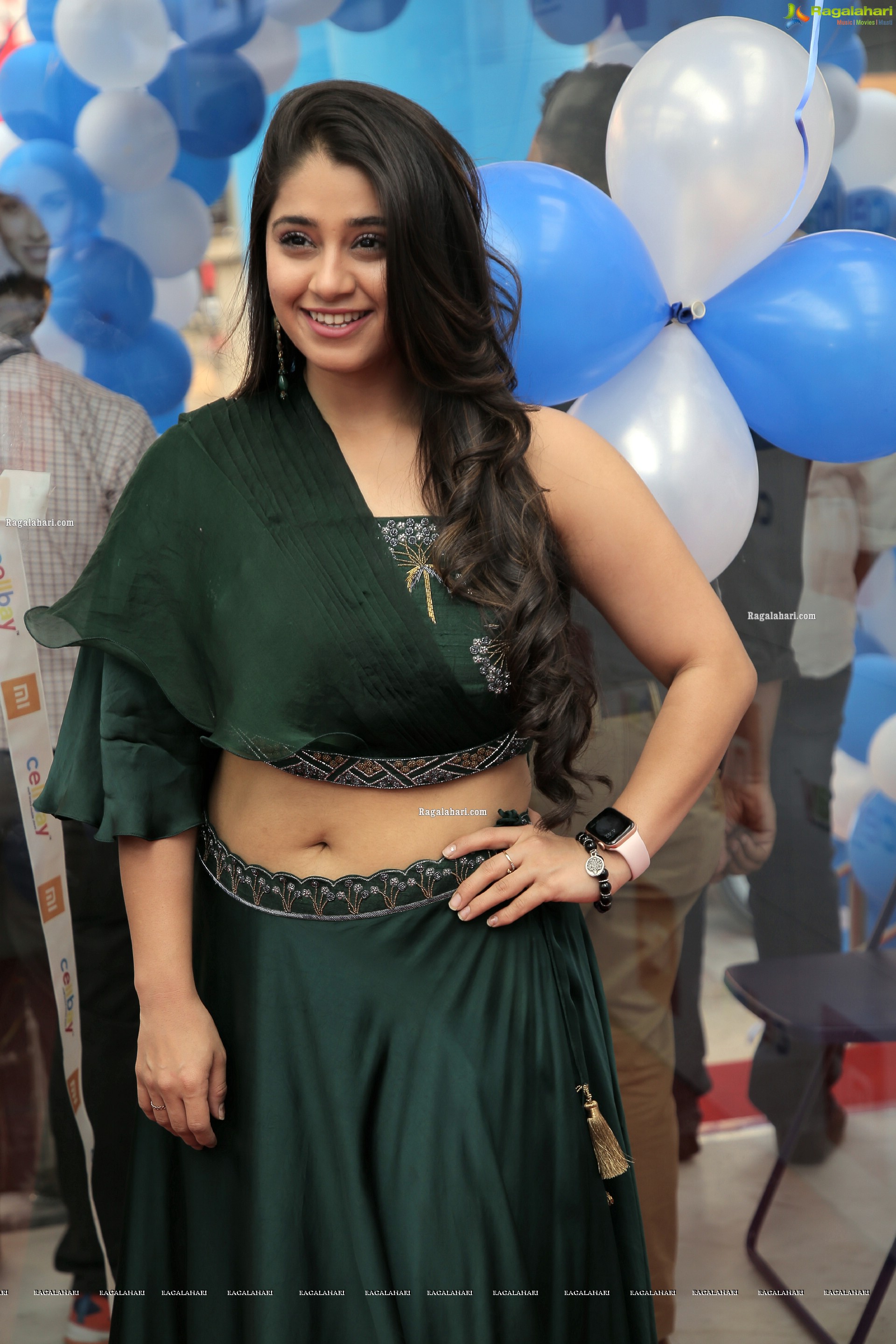 Chandni Bhagwanani in Bottle Green Dress, HD Photo Gallery