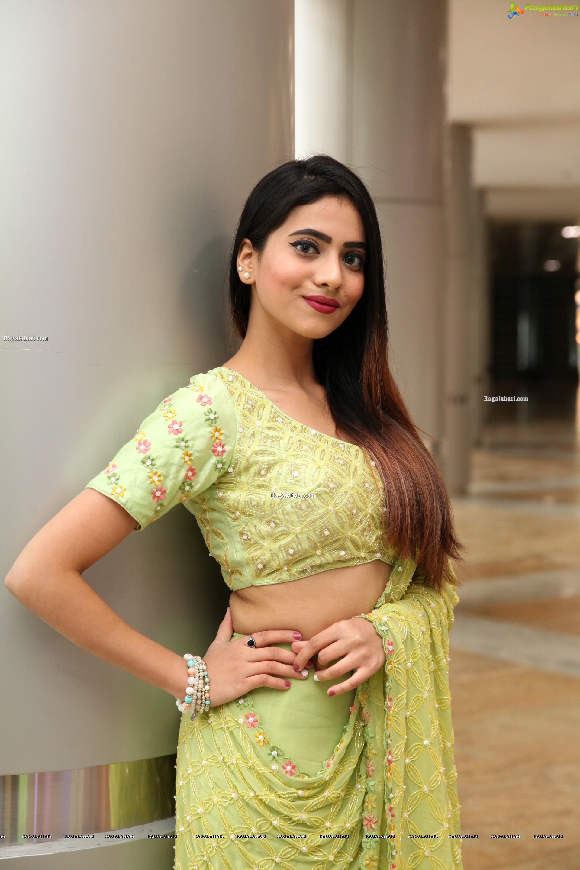 Dimple Thakur in Lime Green Lehenga Choli, HD Photo Gallery