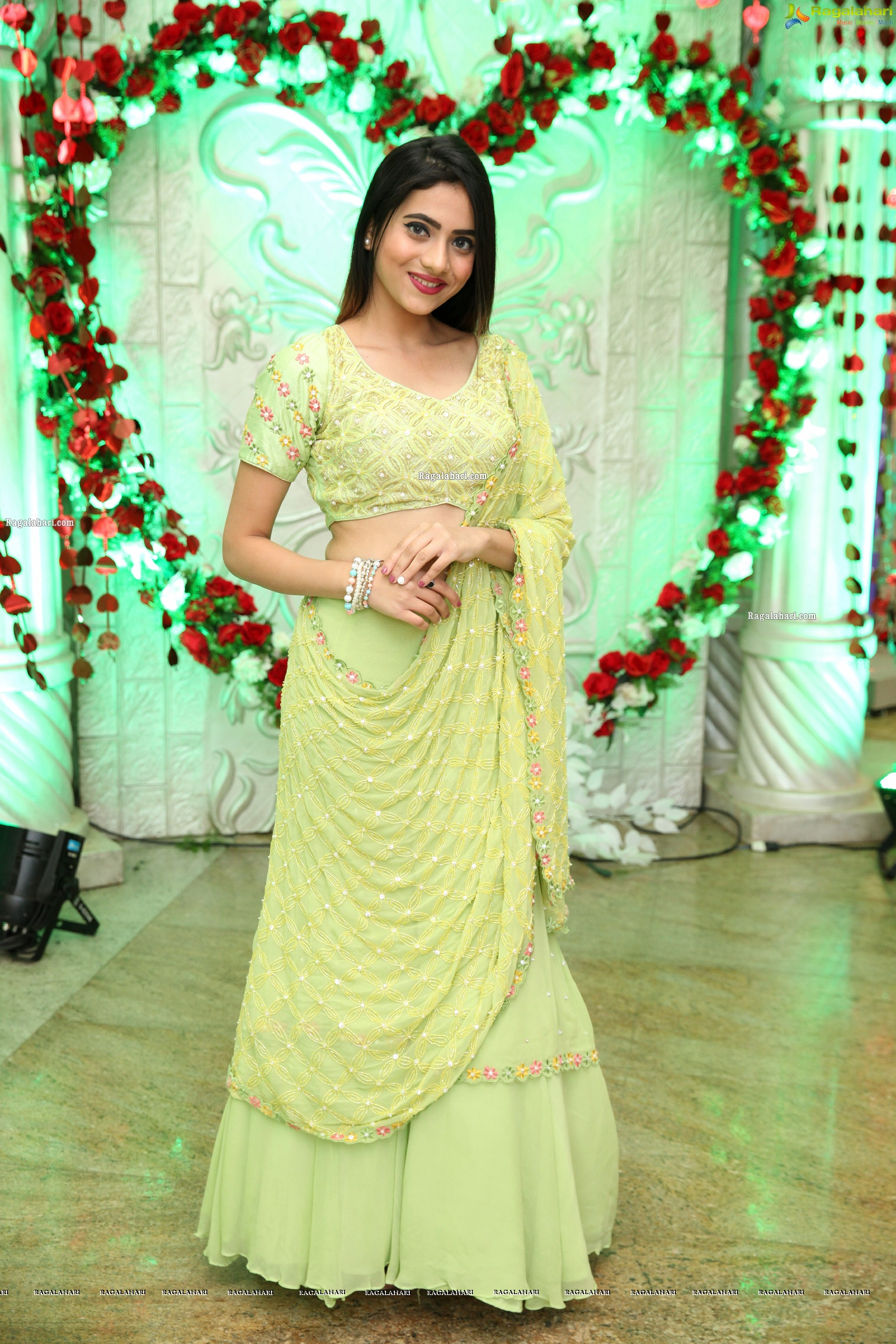 Dimple Thakur in Lime Green Lehenga Choli, HD Photo Gallery