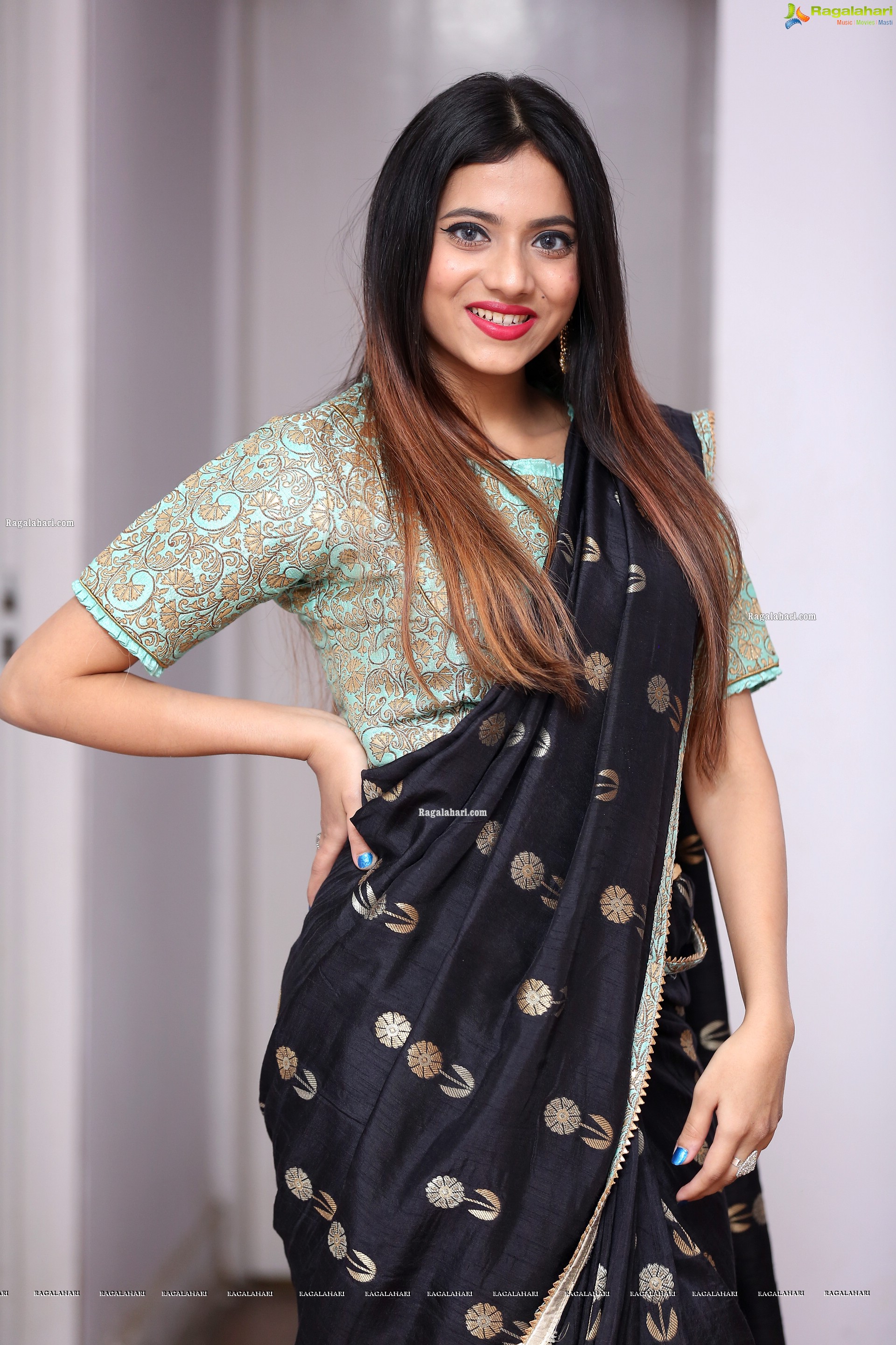 Dimple Thakur in Black Designer Saree, HD Photo Gallery