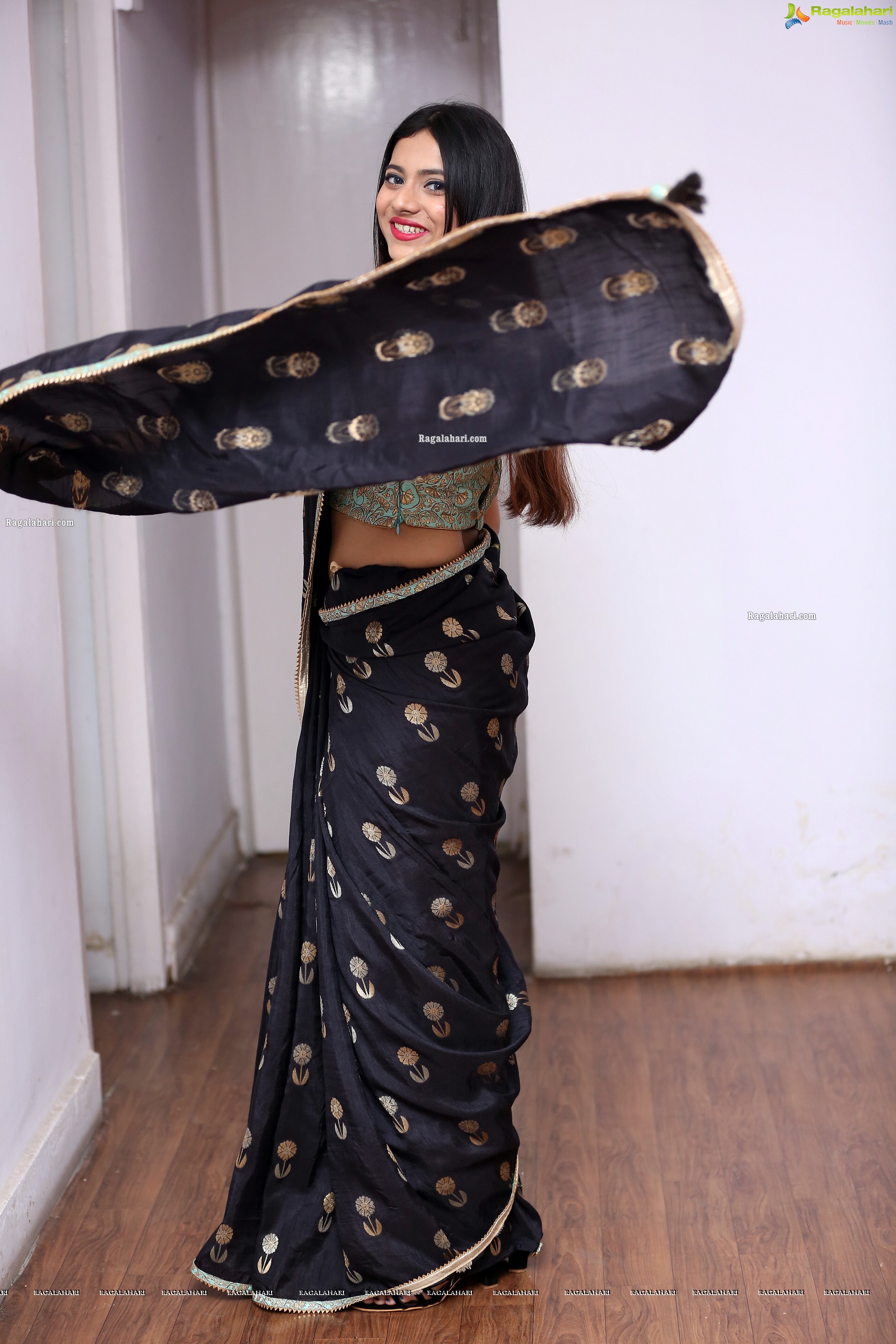 Dimple Thakur in Black Designer Saree, HD Photo Gallery