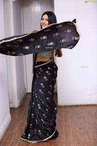 Dimple Thakur in Black Designer Saree