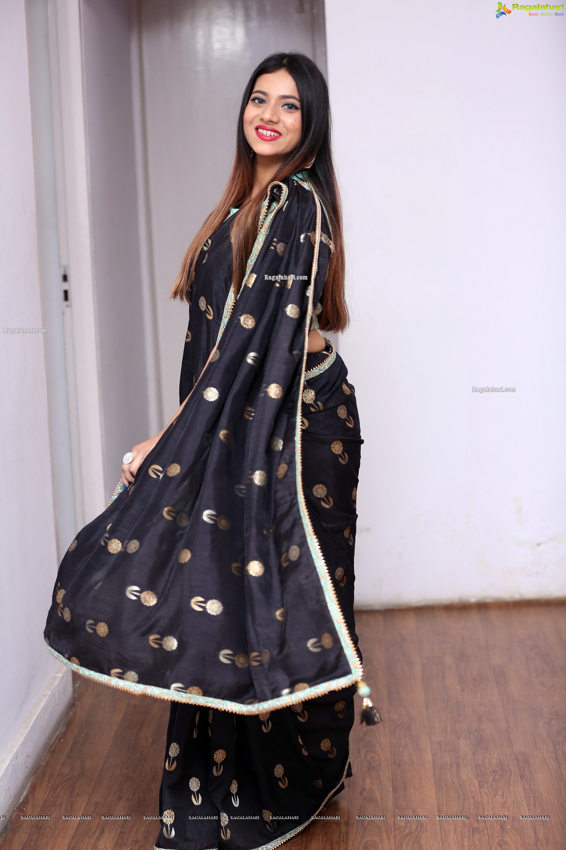 Dimple Thakur in Black Designer Saree, HD Photo Gallery