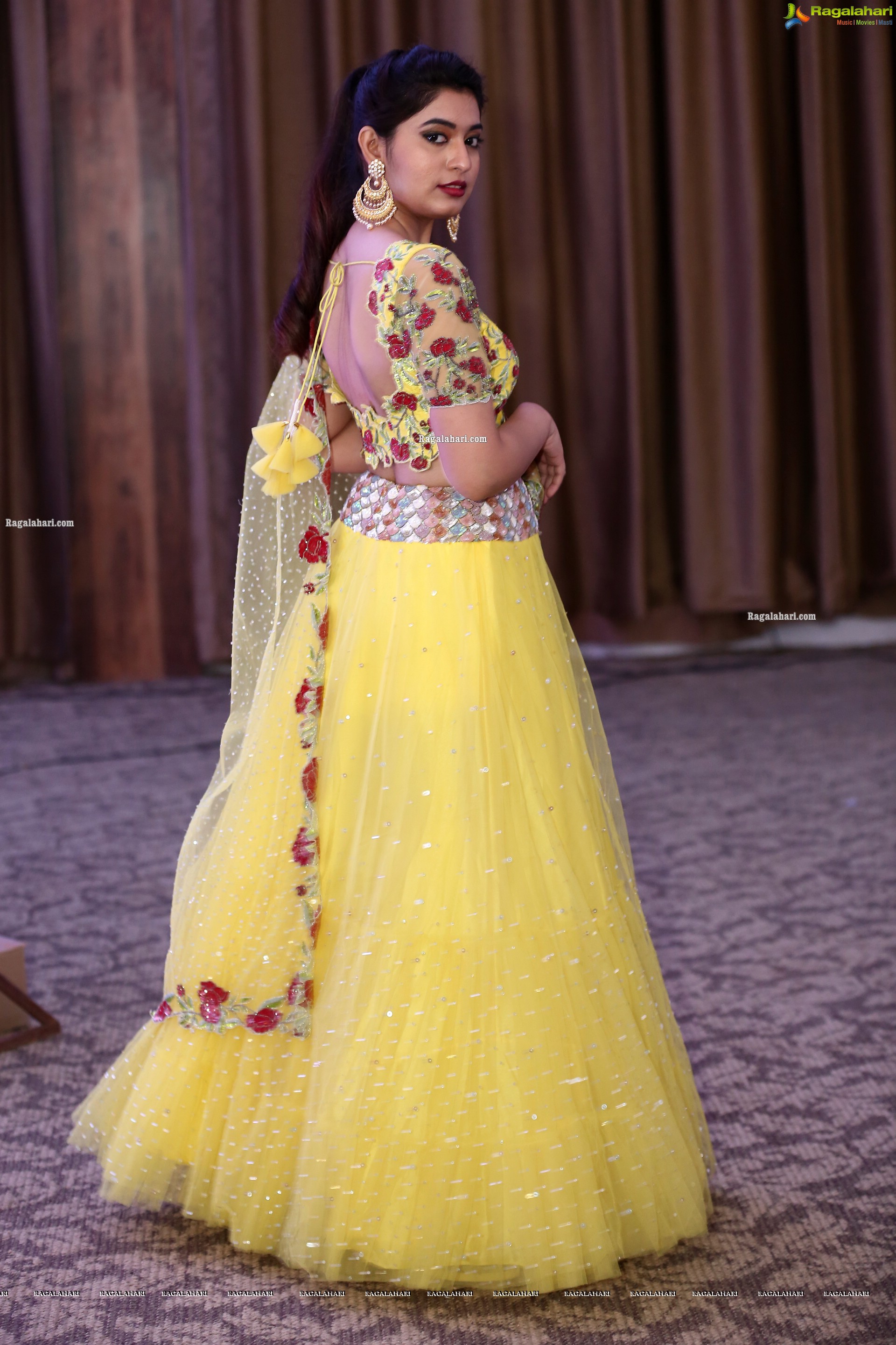 Iba Khan in Yellow Designer Lehenga Choli, HD Photo Gallery