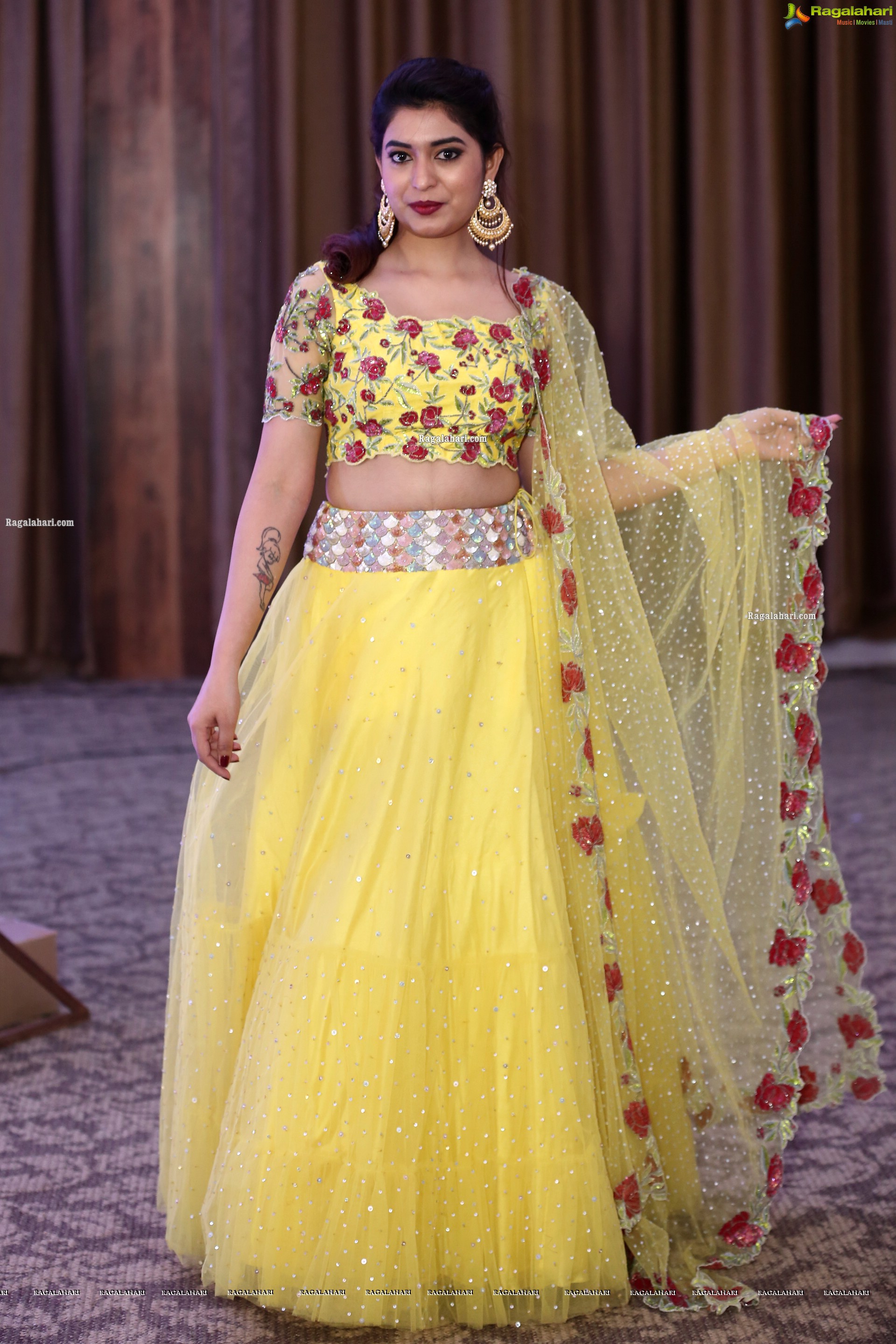 Iba Khan in Yellow Designer Lehenga Choli, HD Photo Gallery