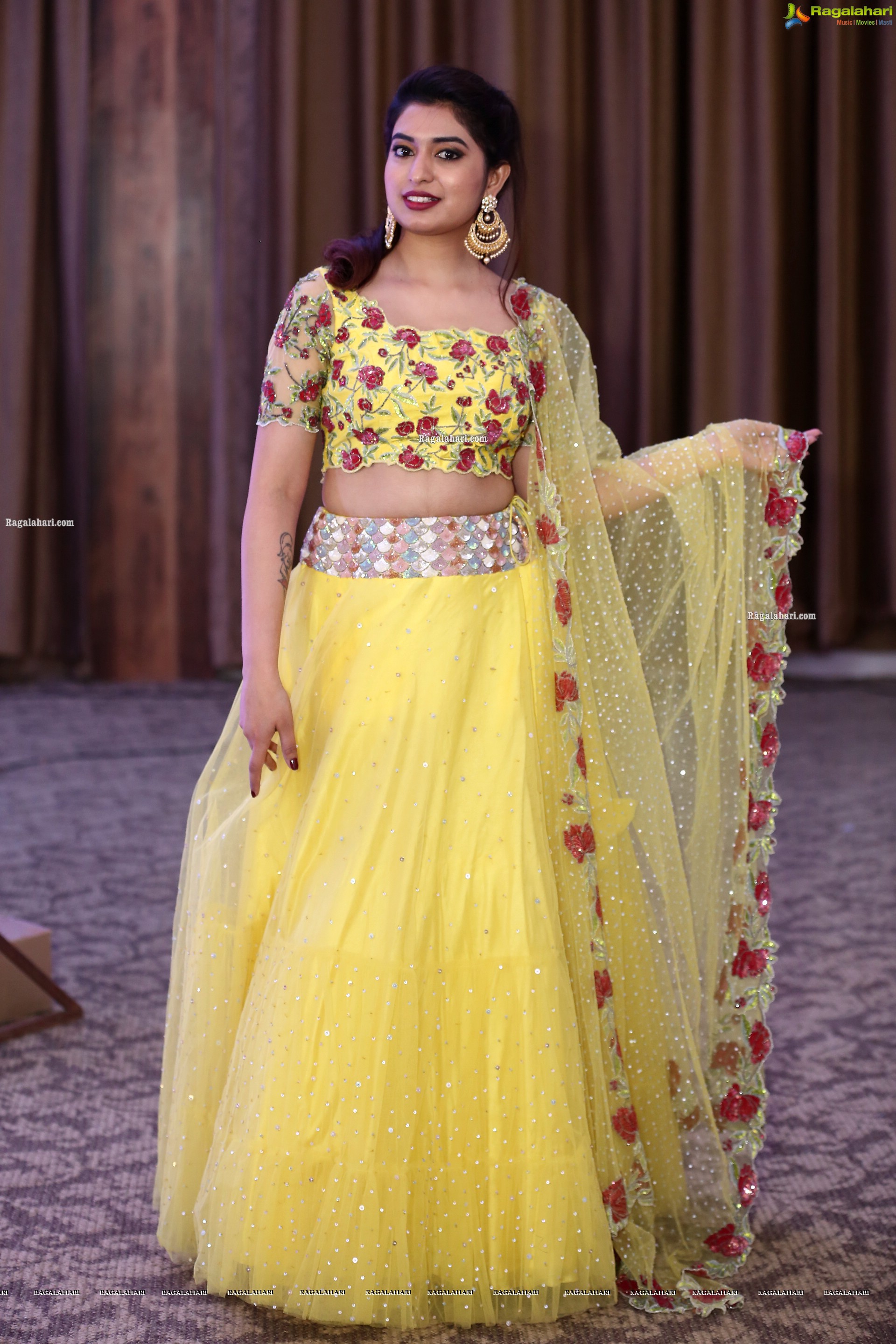 Iba Khan in Yellow Designer Lehenga Choli, HD Photo Gallery