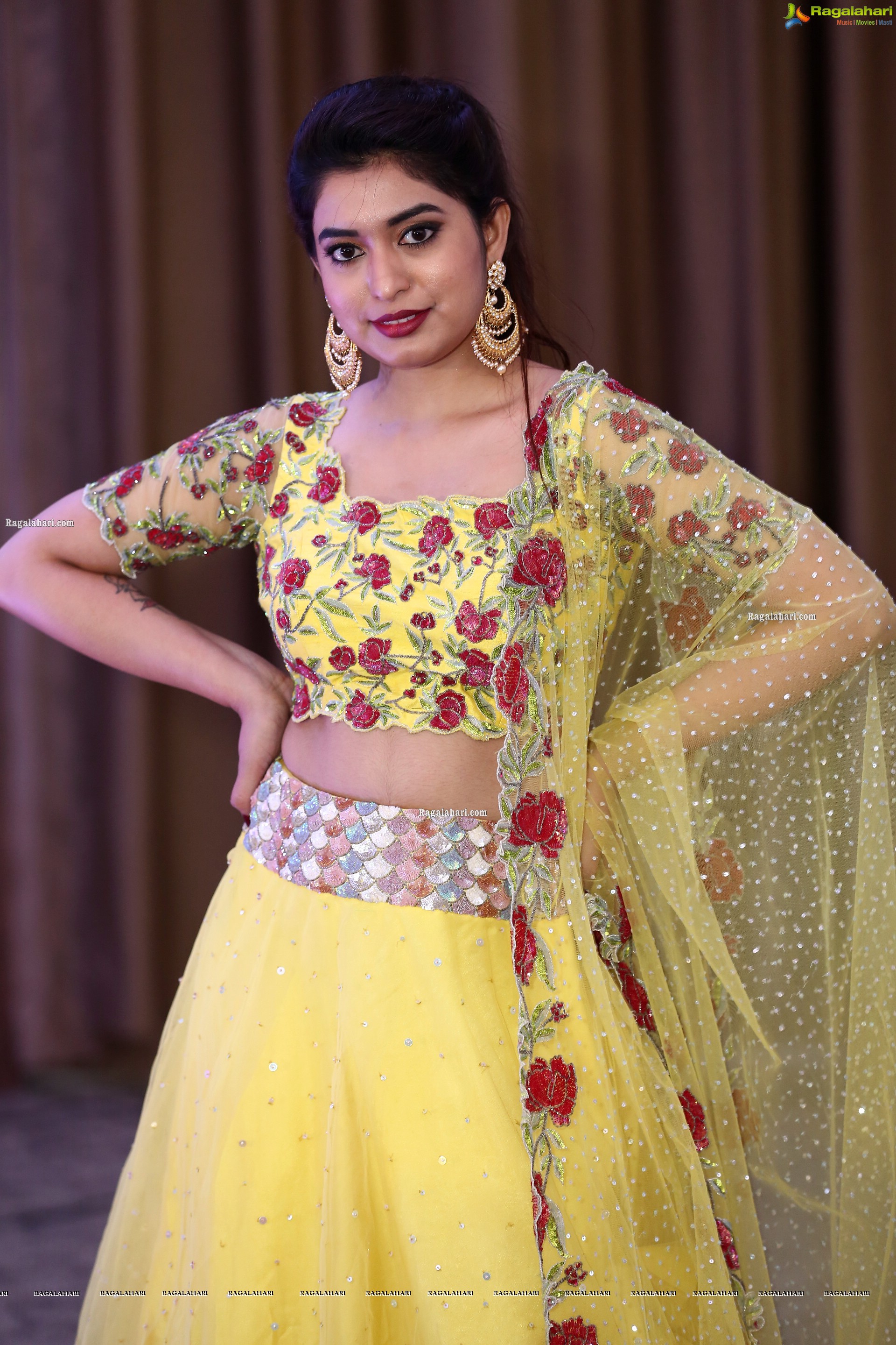 Iba Khan in Yellow Designer Lehenga Choli, HD Photo Gallery