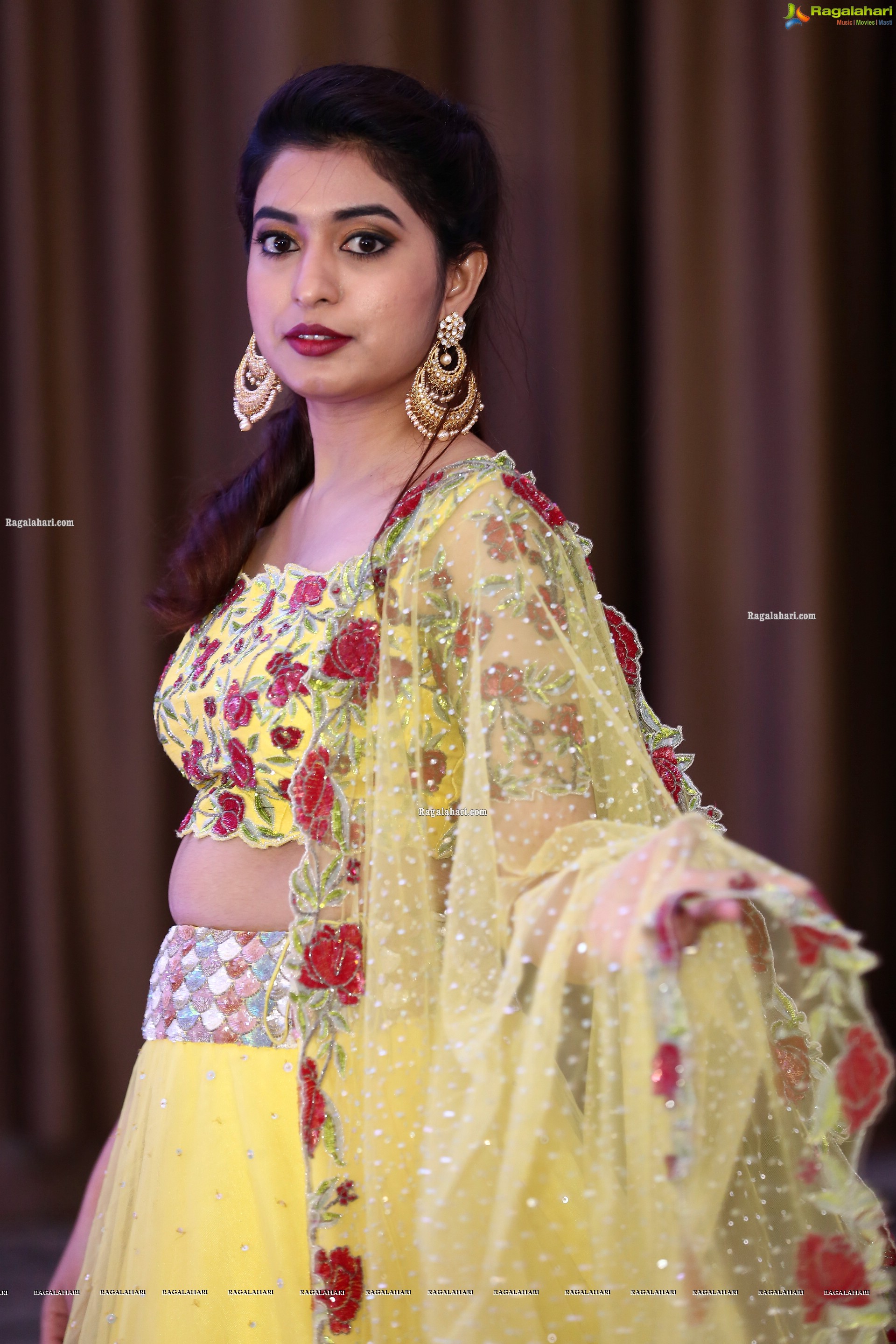 Iba Khan in Yellow Designer Lehenga Choli, HD Photo Gallery
