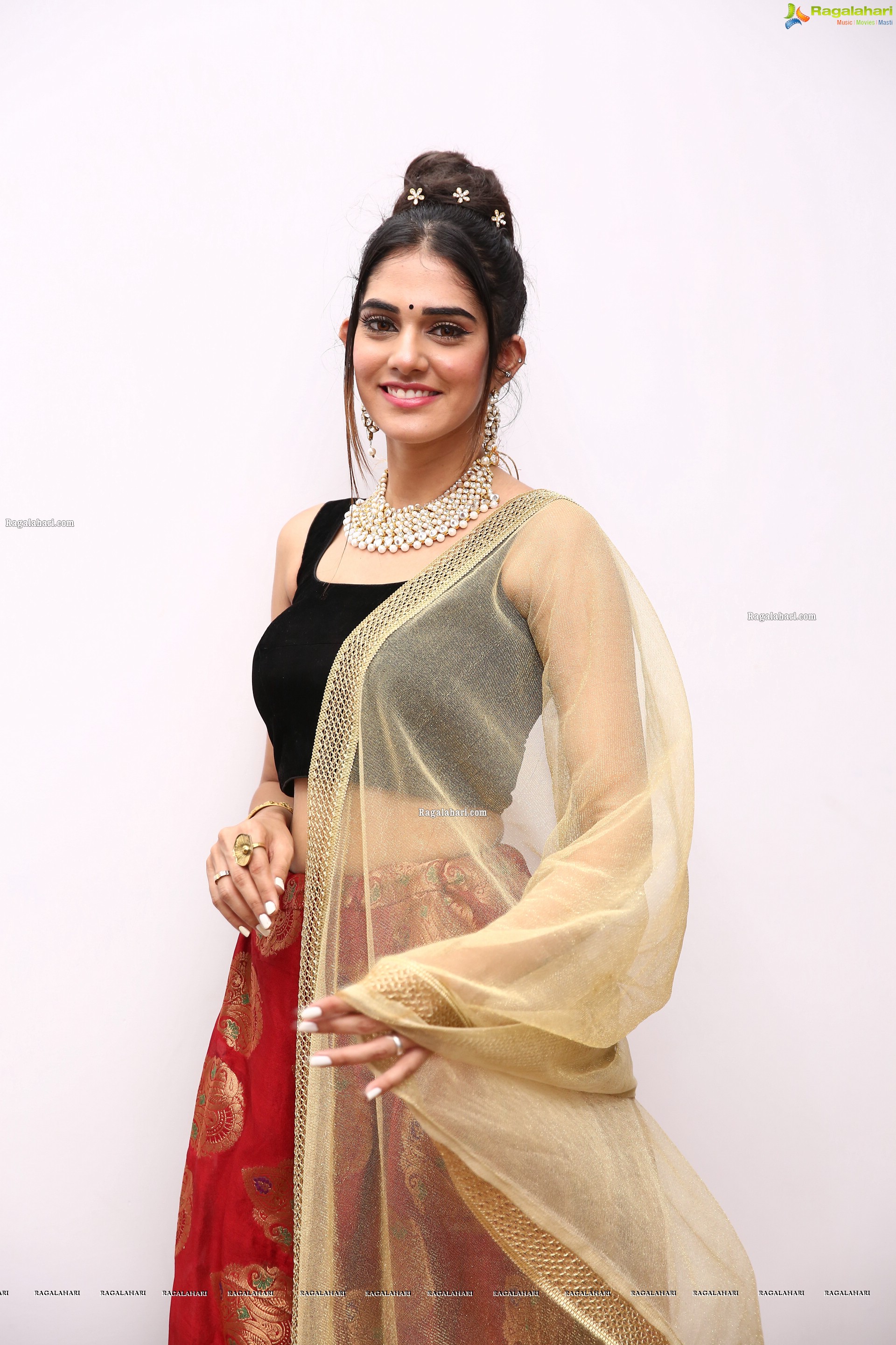 Kritya Sudha Karda in Red Designer Lehenga, HD Photo Gallery