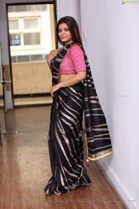 Kusumm in Black Designer Saree